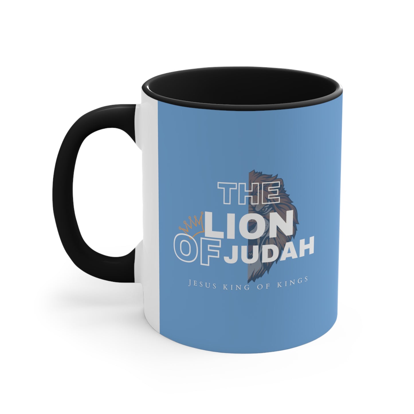 Lion of Judah Christian Inspired Accent Coffee Mug, 11oz in Blue