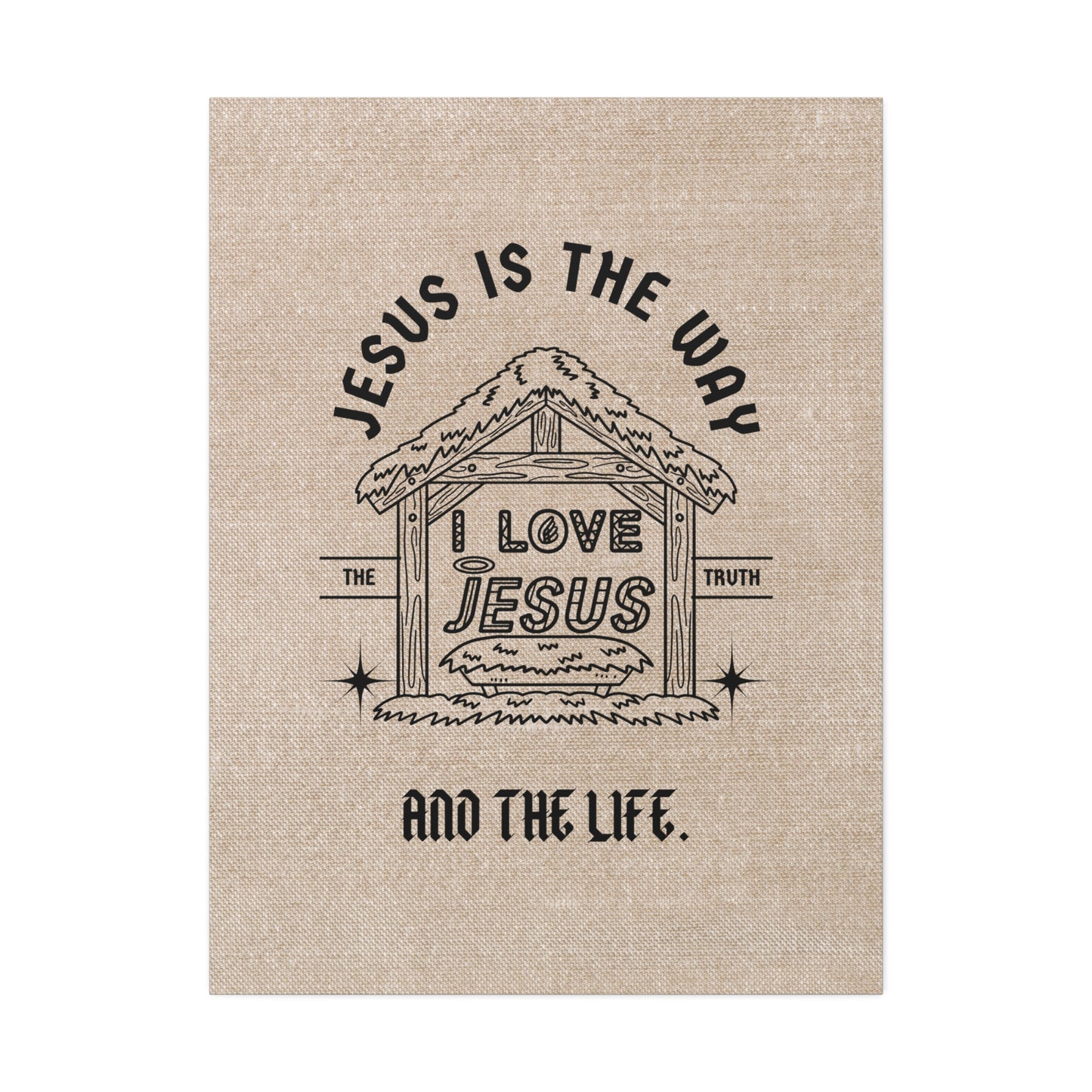 Jesus is The Way Christian Faith Wall Art Decor Canvas Scripture Art Prints and Bible Verse Art Canvas Stretched in 1.5''