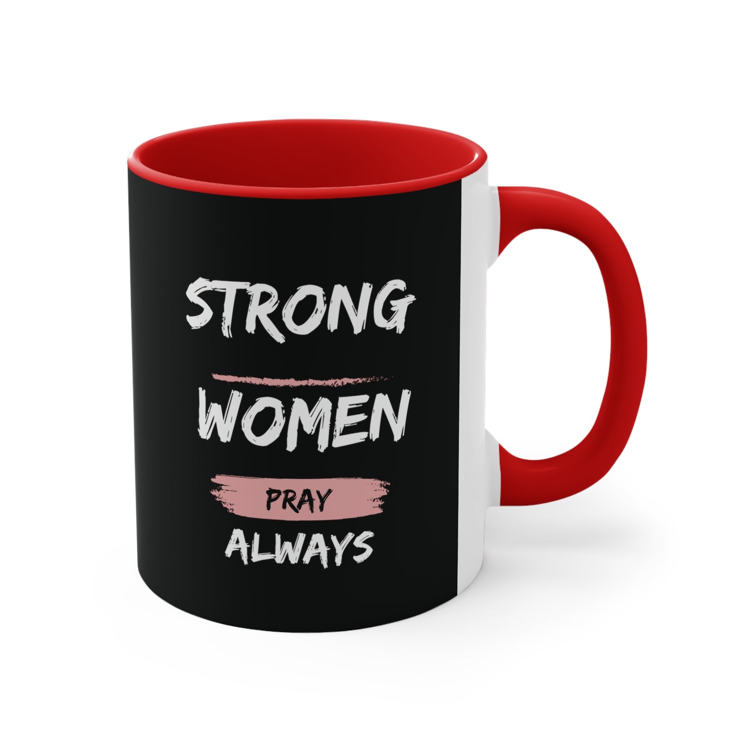 Strong Women Pray Christian Mug with Bible Verse Accent Coffee Mug, 11oz