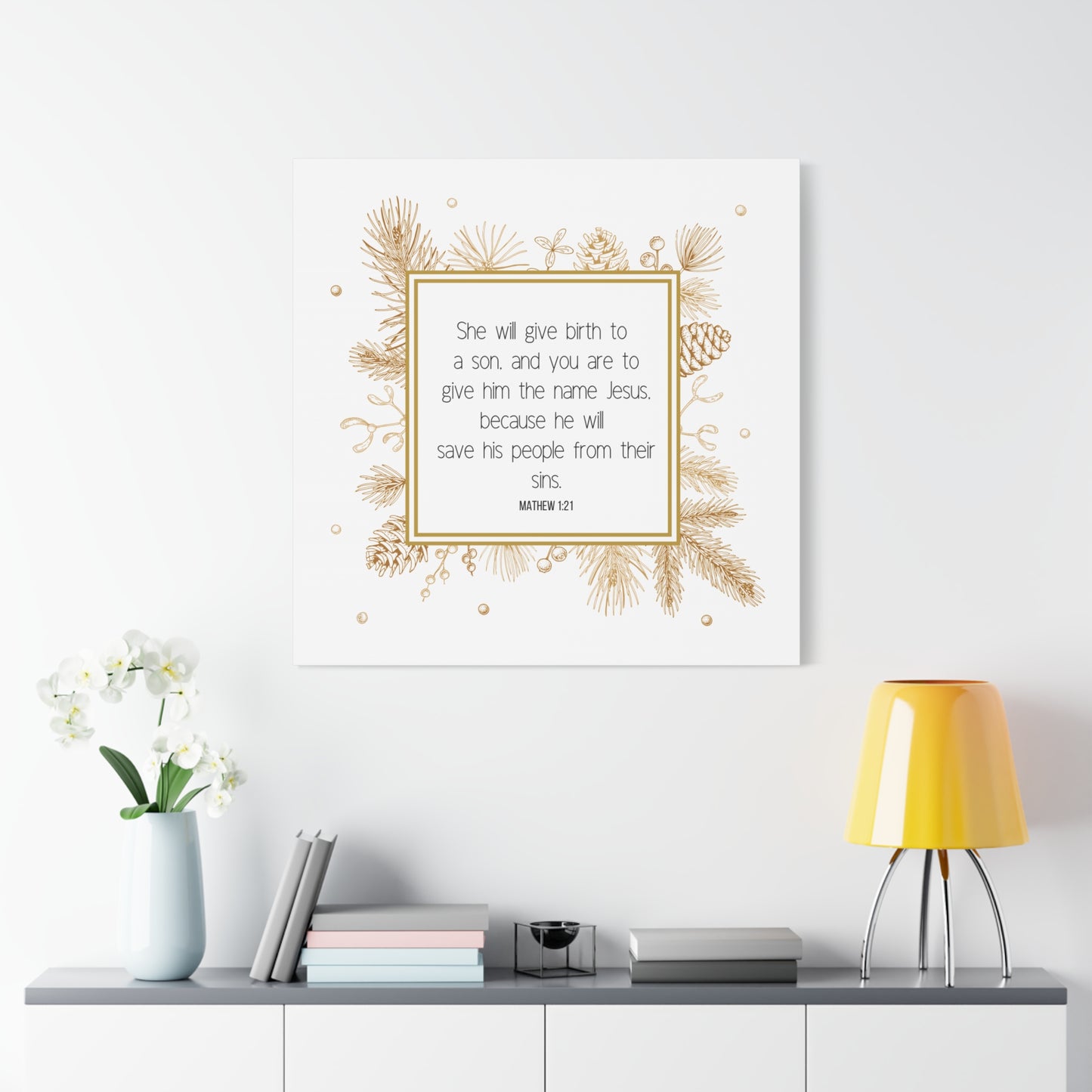 Jesus the Greatest Gift, Nativity Scripture on Canvas, Religious Holiday Decoration, Matte Stretched 1.25