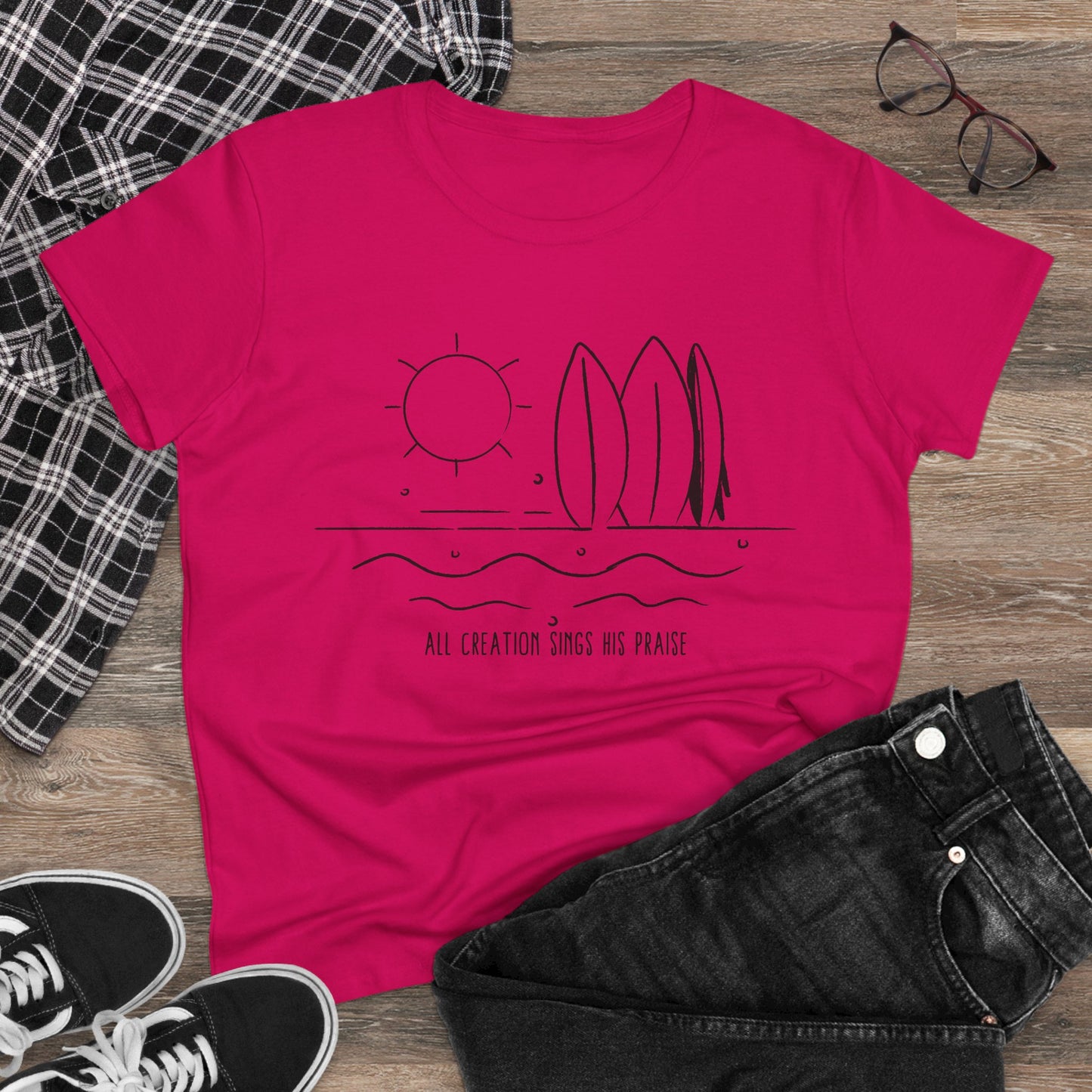 All Creation Sing His Praise Women's Midweight Cotton Tshirt