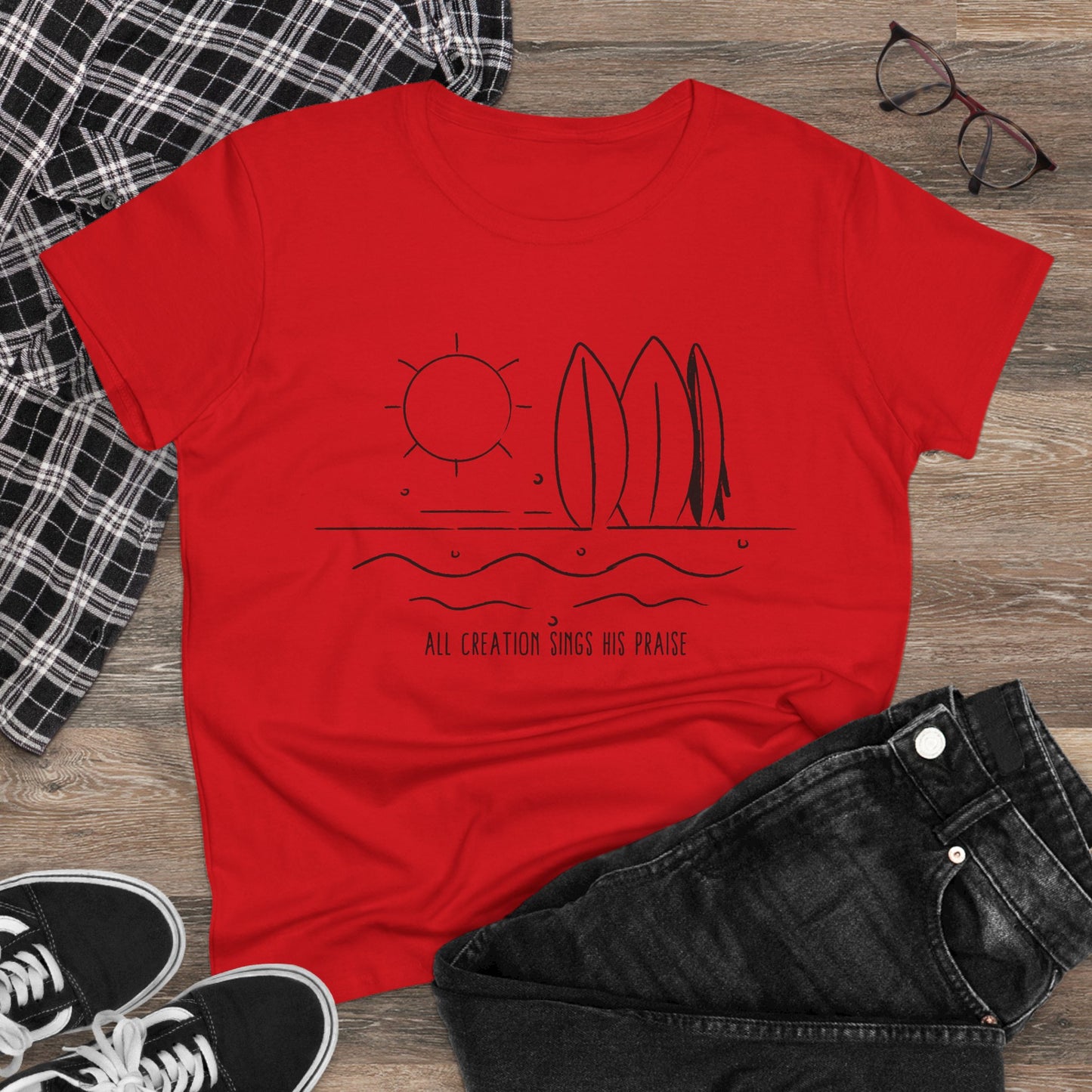 All Creation Sing His Praise Women's Midweight Cotton Tshirt