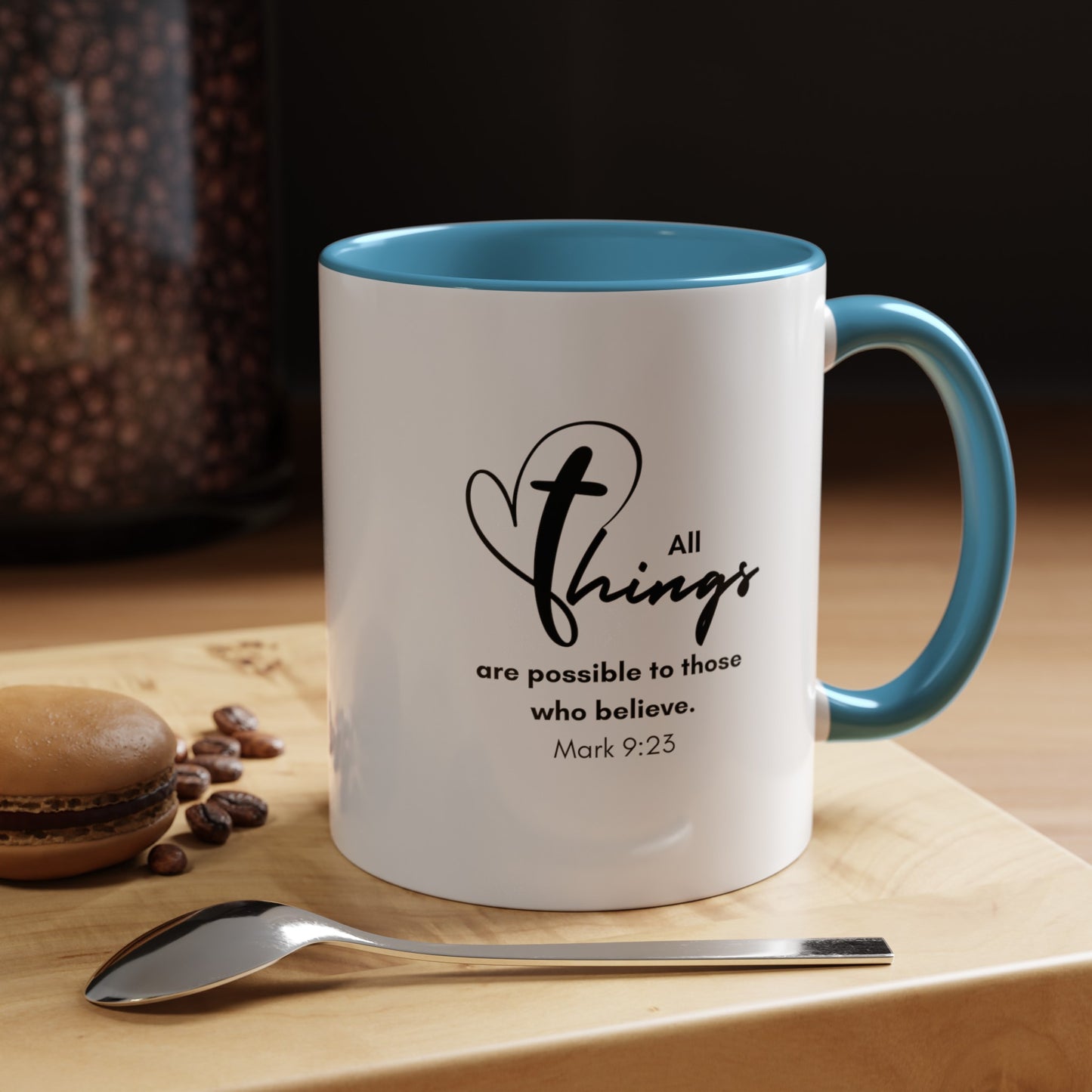 All Things are Possible Mug with Bible Verse Christian coffee mugs for Mom Christian Coffee Mug with Inspirational Message Accent Coffee Mug in 11oz Coffee Mug in 15 oz for coffee lovers