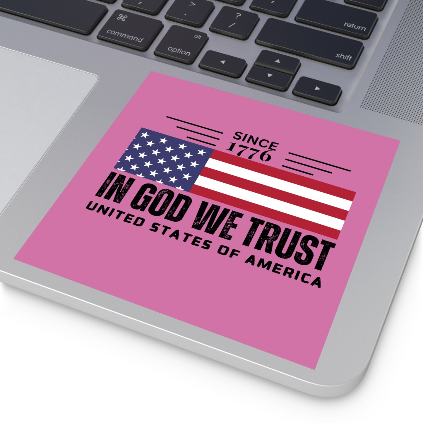 In God We Trust American Christian Sticker with US Flag Sticker In Pink