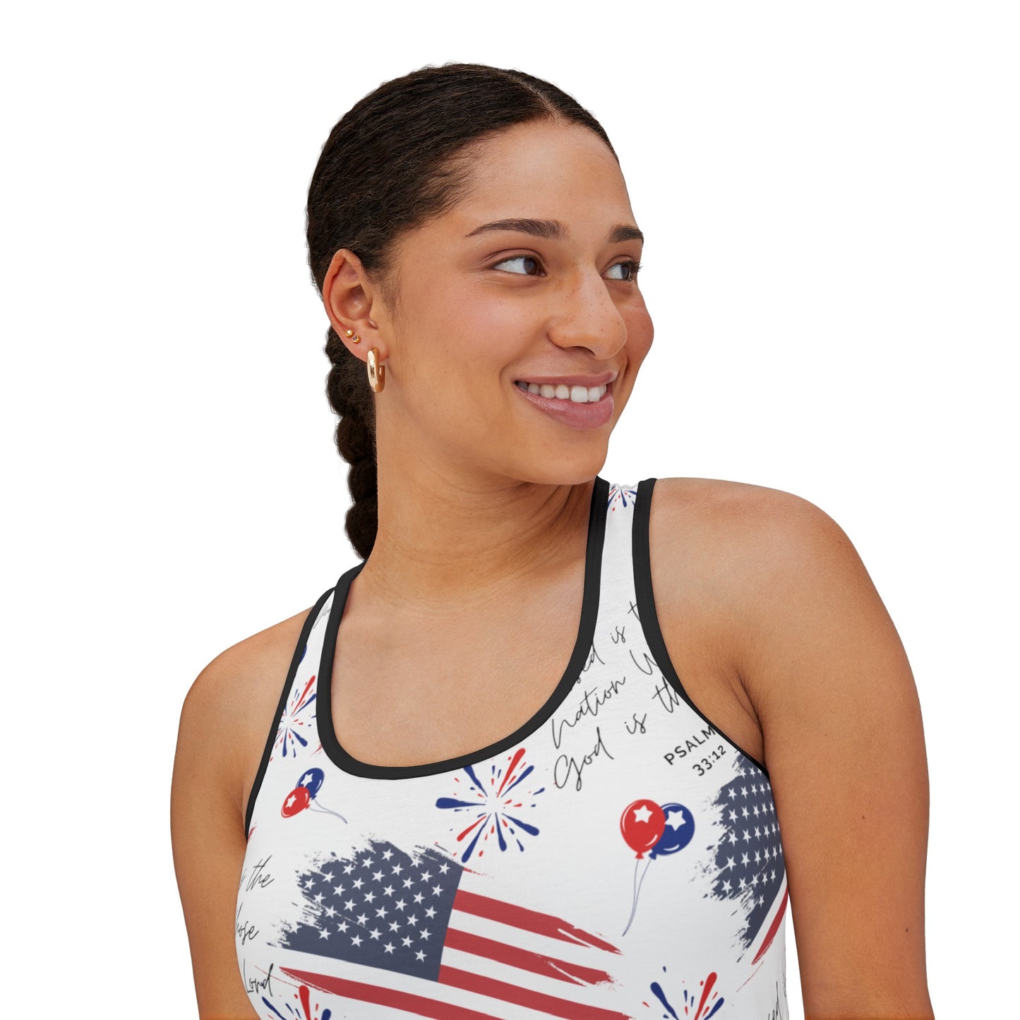 God and Country Womens Tank Top for Christian Women US Flag Tank Top with Blessed is the Nation Bible Verse Women Tank Top American Flag Tank Top