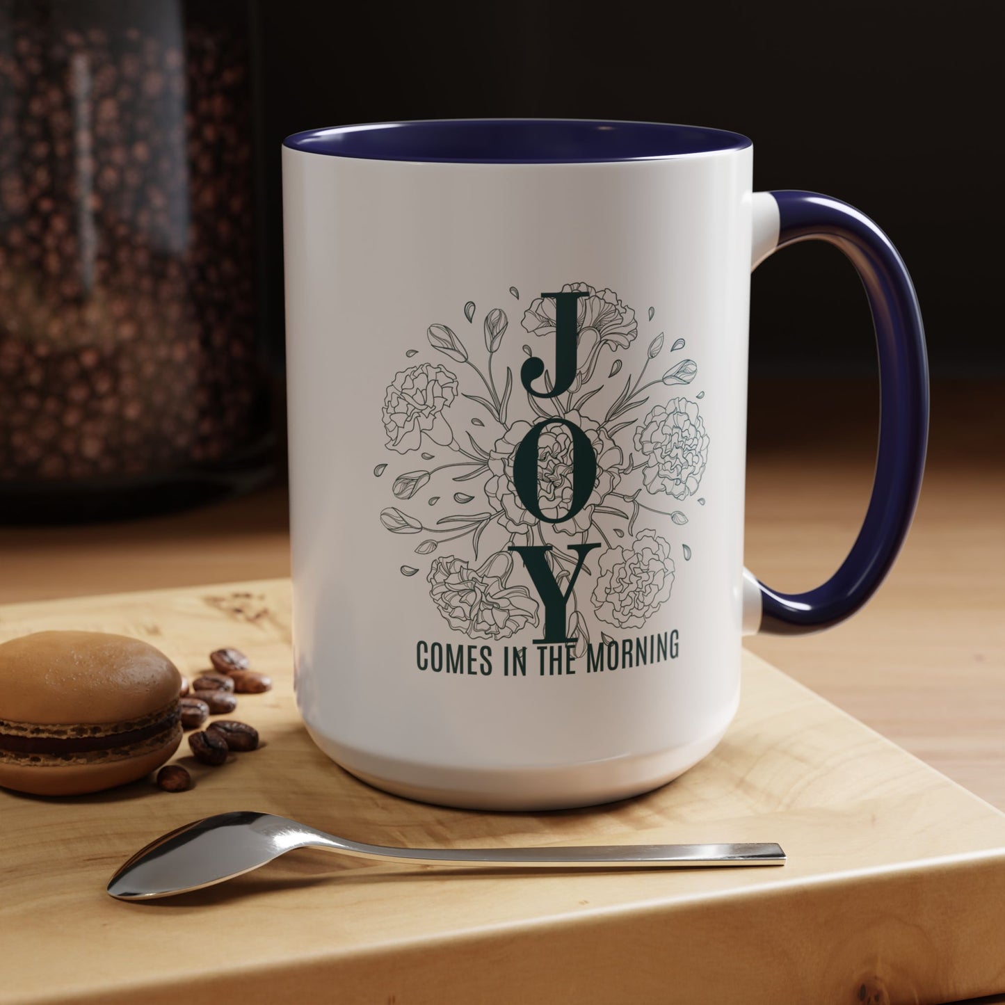 Joy In the Morning Christian coffee mug