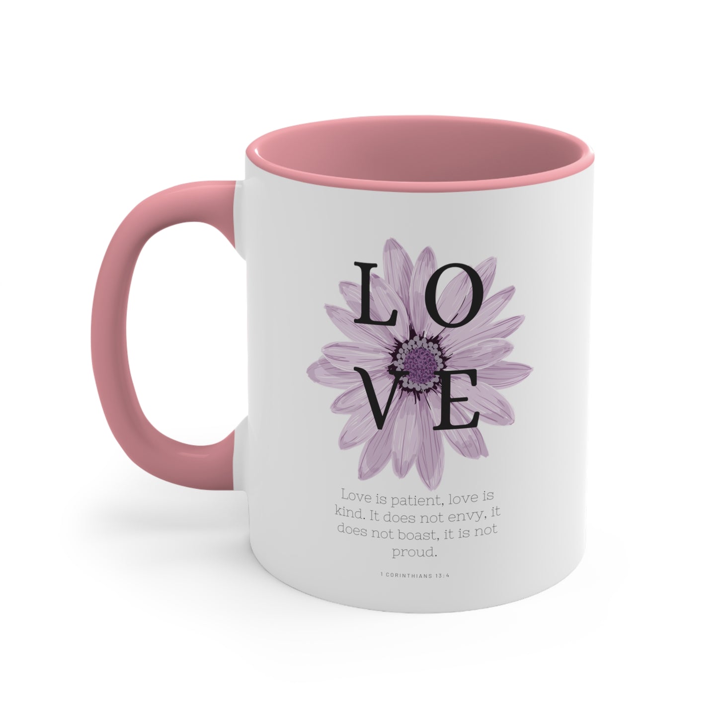 Love Is Christian Mug with Bible Verse Accent Coffee Mug, 11oz