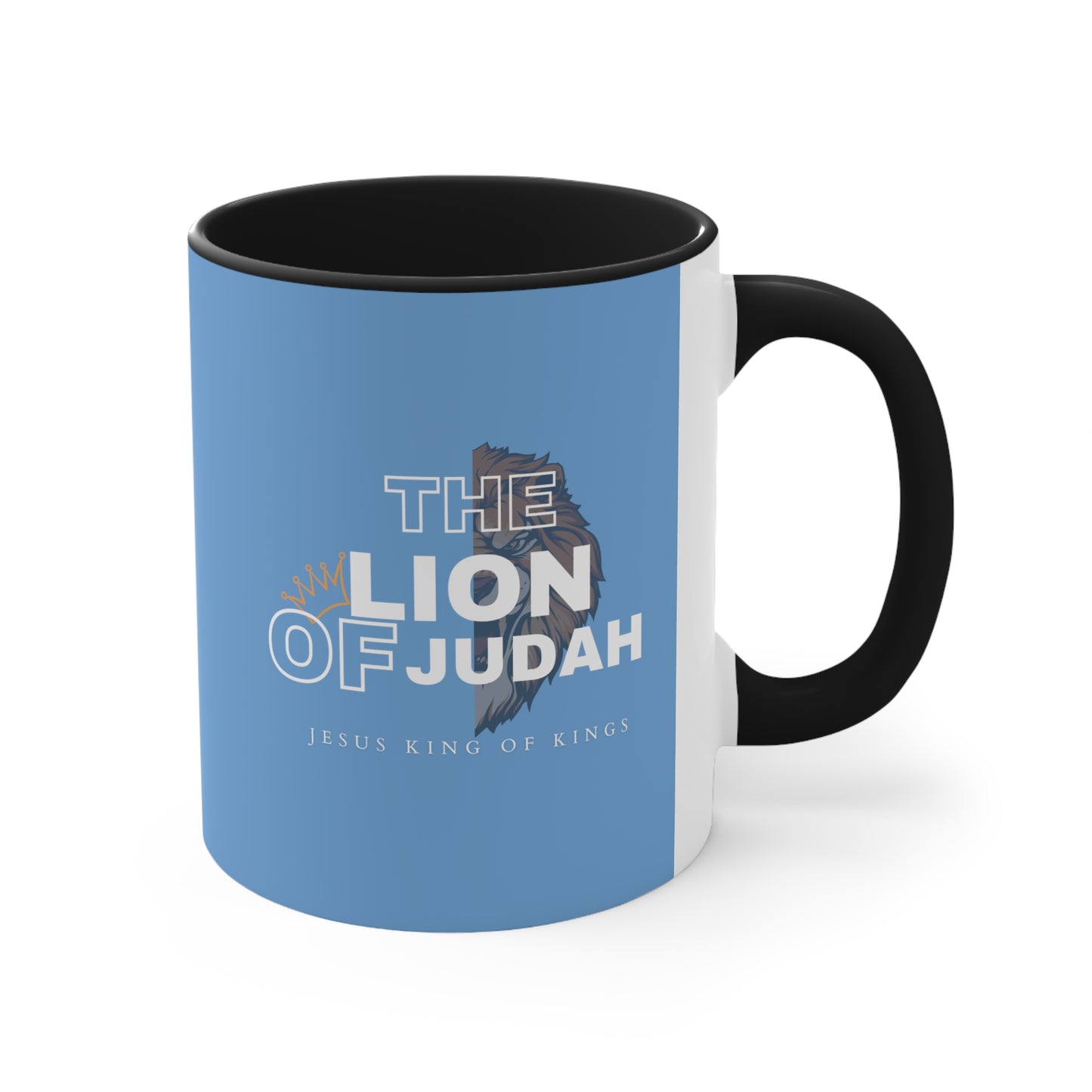 Lion of Judah Christian Inspired Accent Coffee Mug, 11oz in Blue