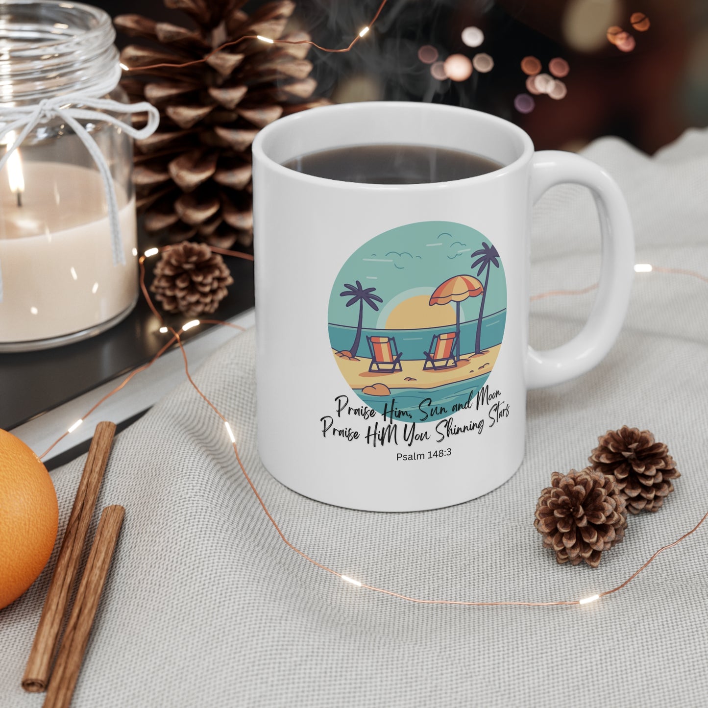 Praise The Lord Sun Moon and Start Christian Coffee Mug
