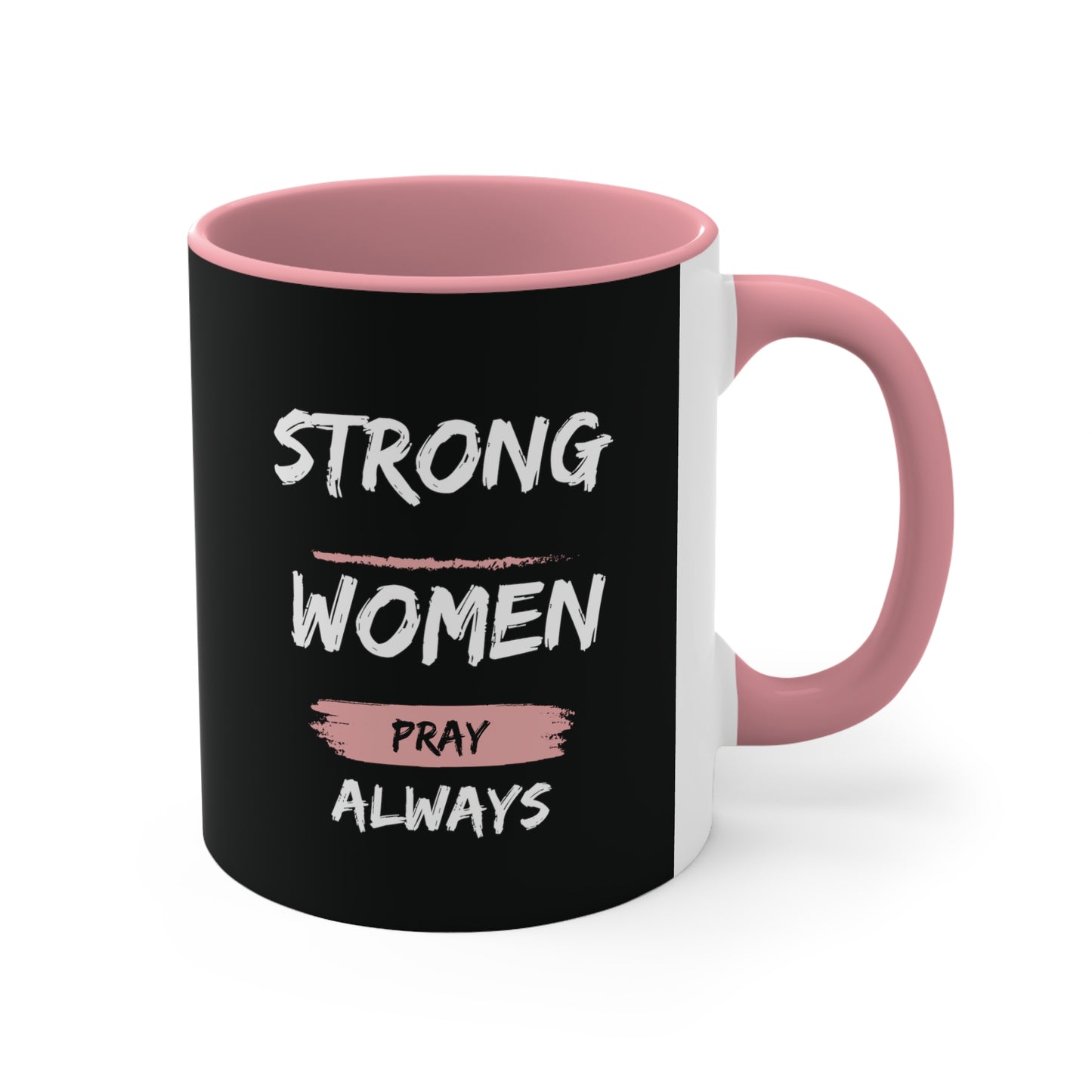 Strong Women Pray Christian Mug with Bible Verse Accent Coffee Mug, 11oz