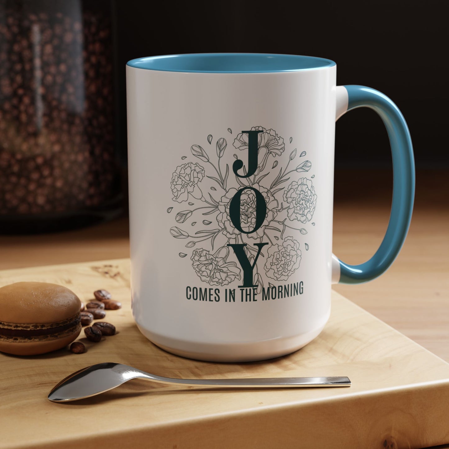 Joy In the Morning Christian coffee mug