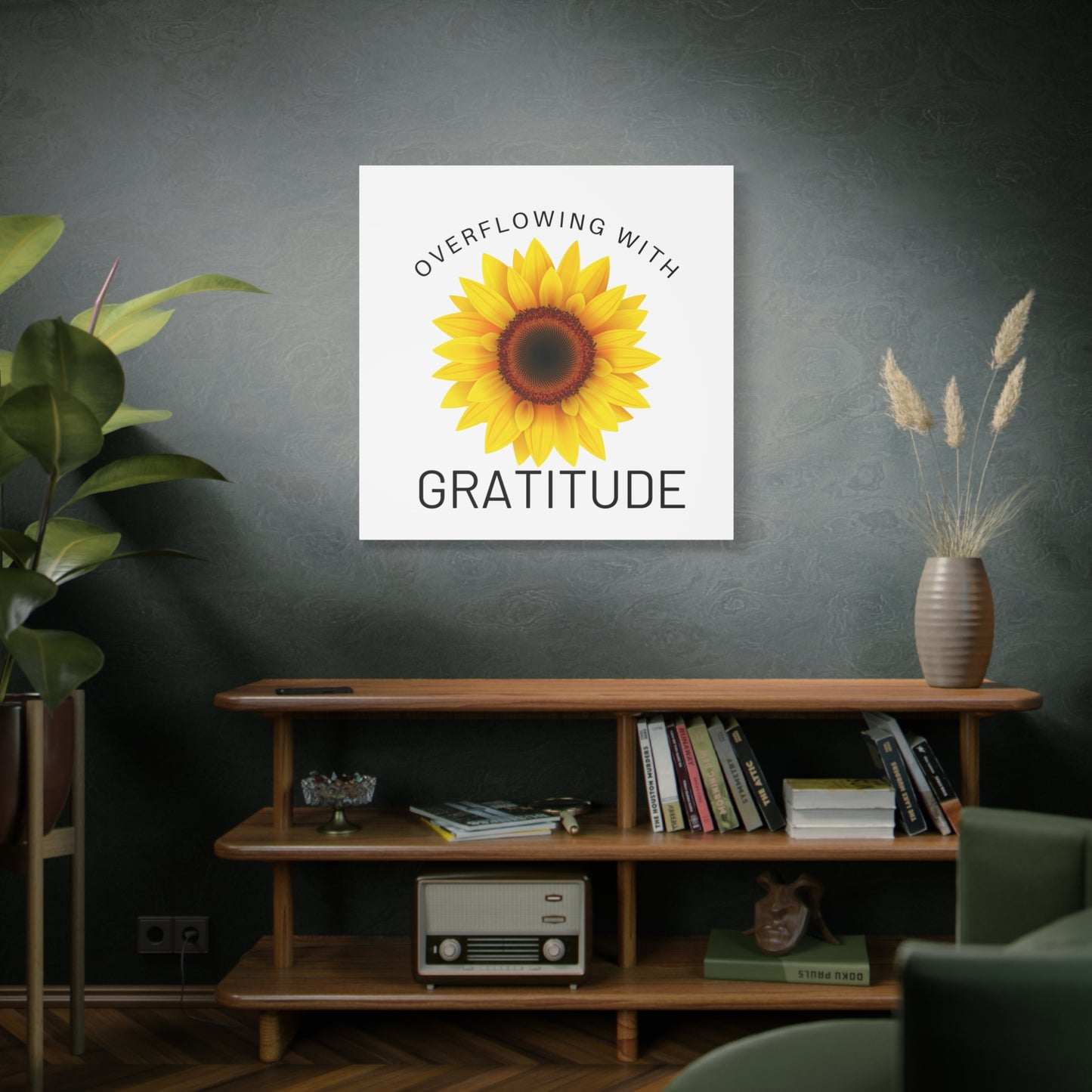 Overflowing with Gratitude WallArt Christian Canvas, Thankful WallArt, Christian Stretched, 1.25"