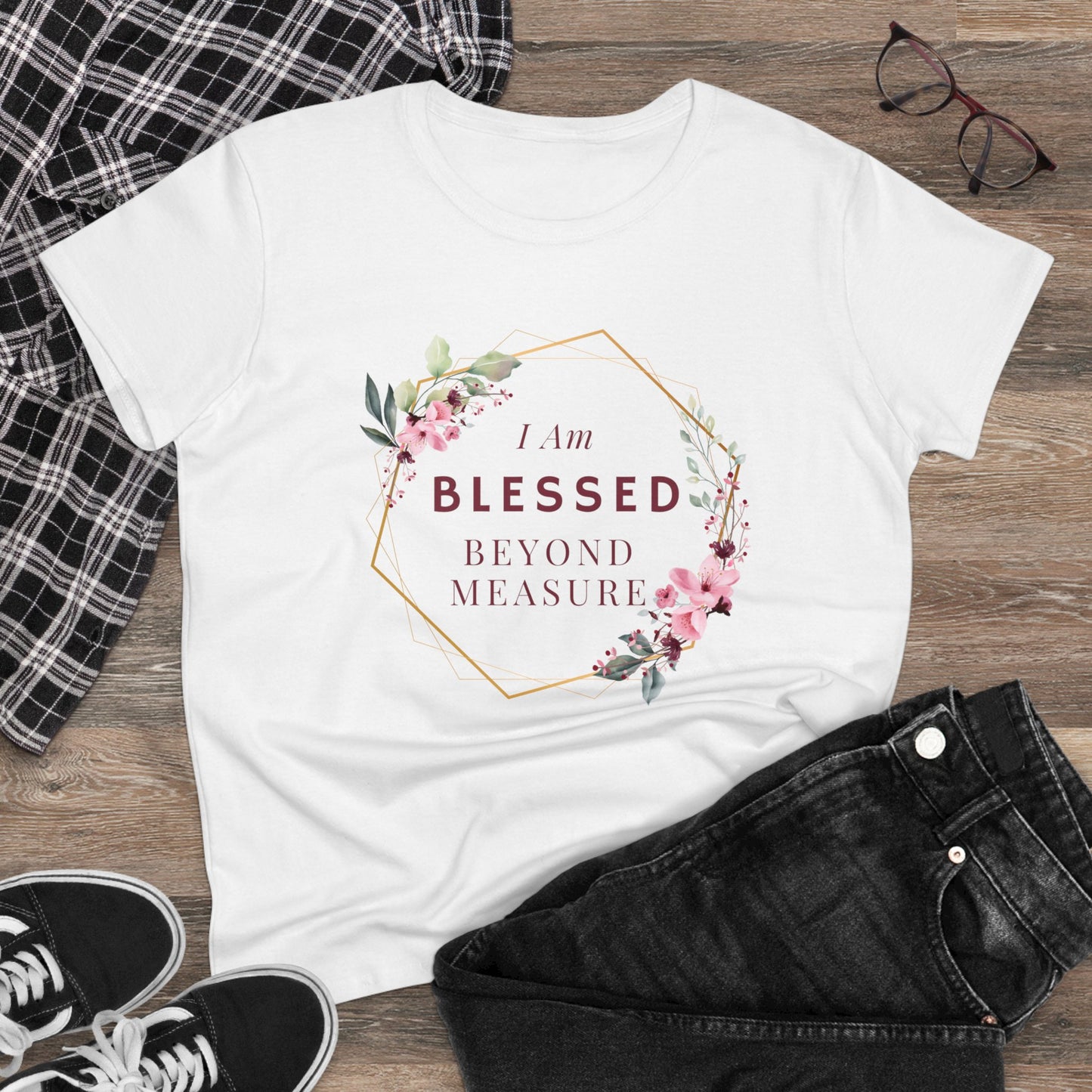 Blessed Beyond Measure Women's Midweight Cotton Christian Tshirt