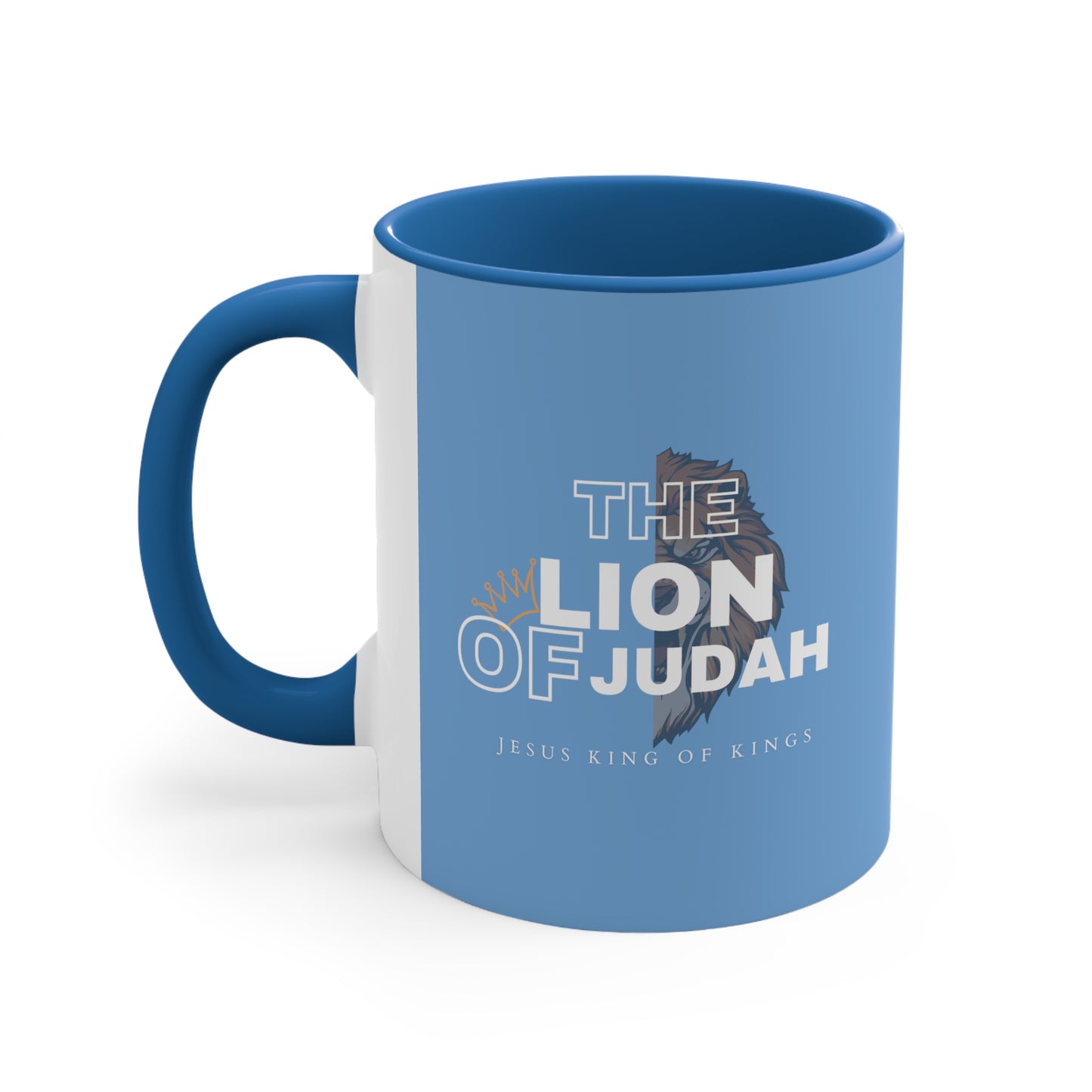 Lion of Judah Christian Inspired Accent Coffee Mug, 11oz in Blue