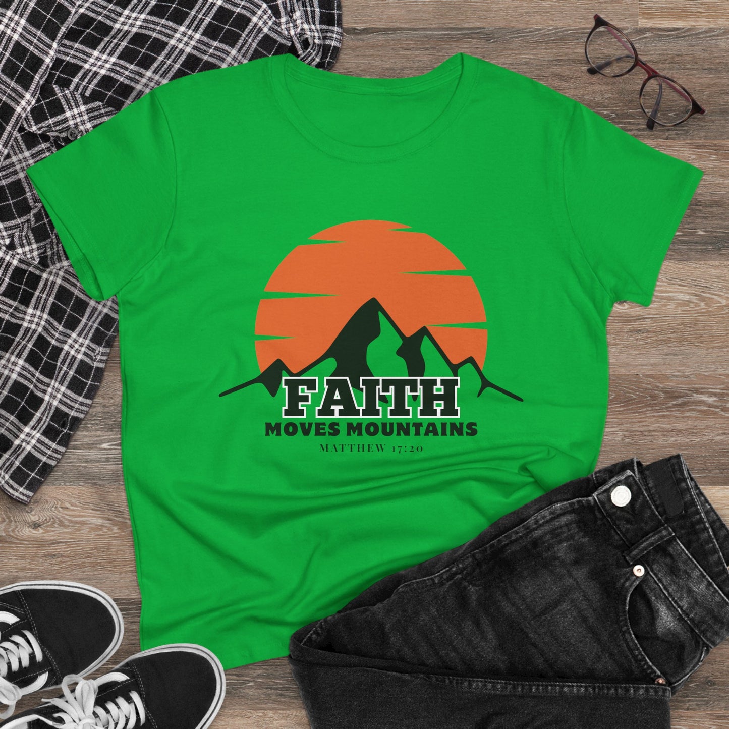 Faith Moves Mountains Mama Women's Midweight Cotton Tshirt