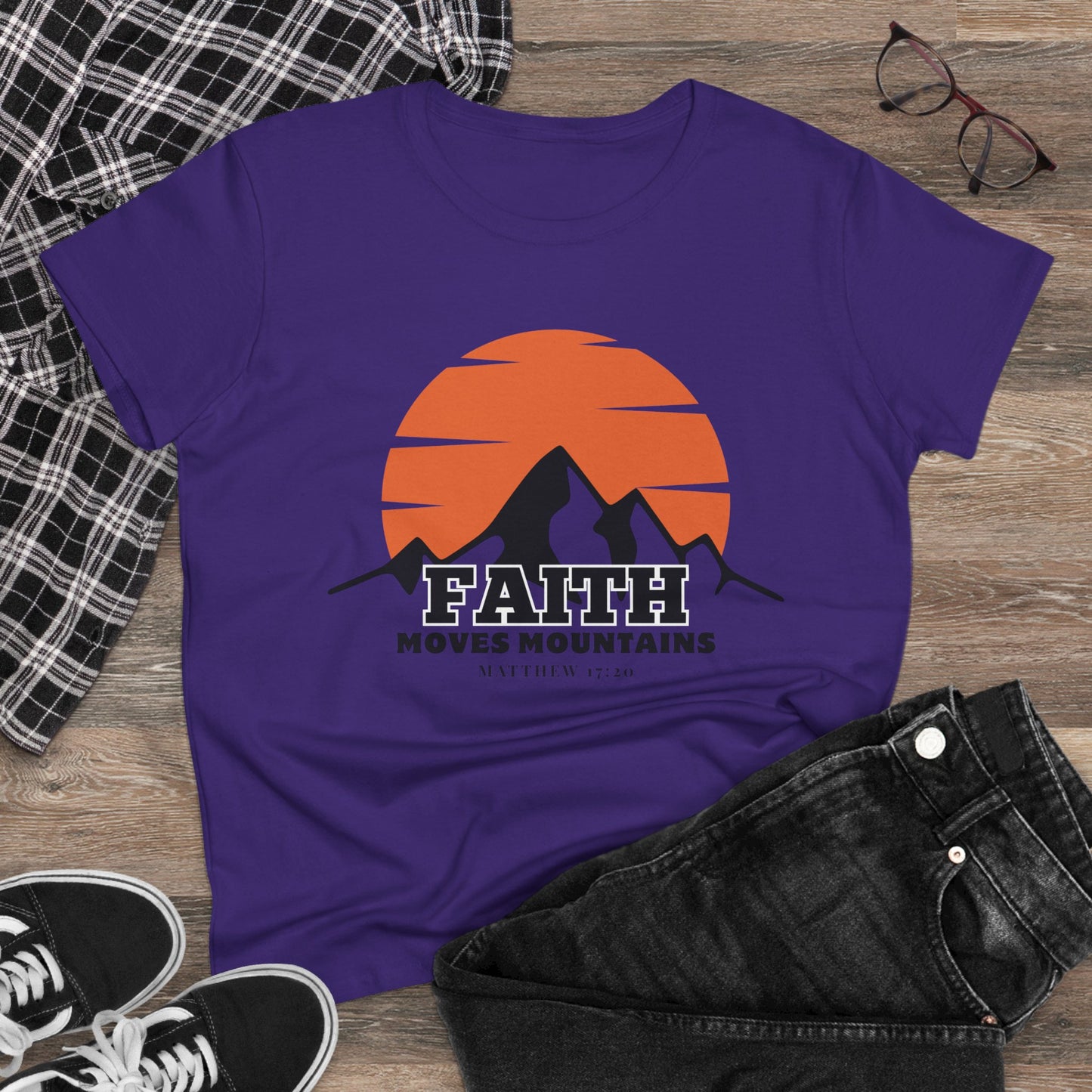 Faith Moves Mountains Mama Women's Midweight Cotton Tshirt
