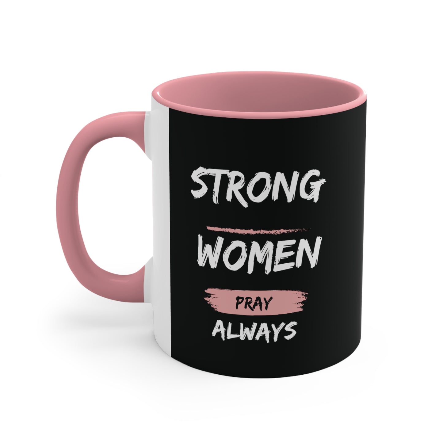 Strong Women Pray Christian Mug with Bible Verse Accent Coffee Mug, 11oz