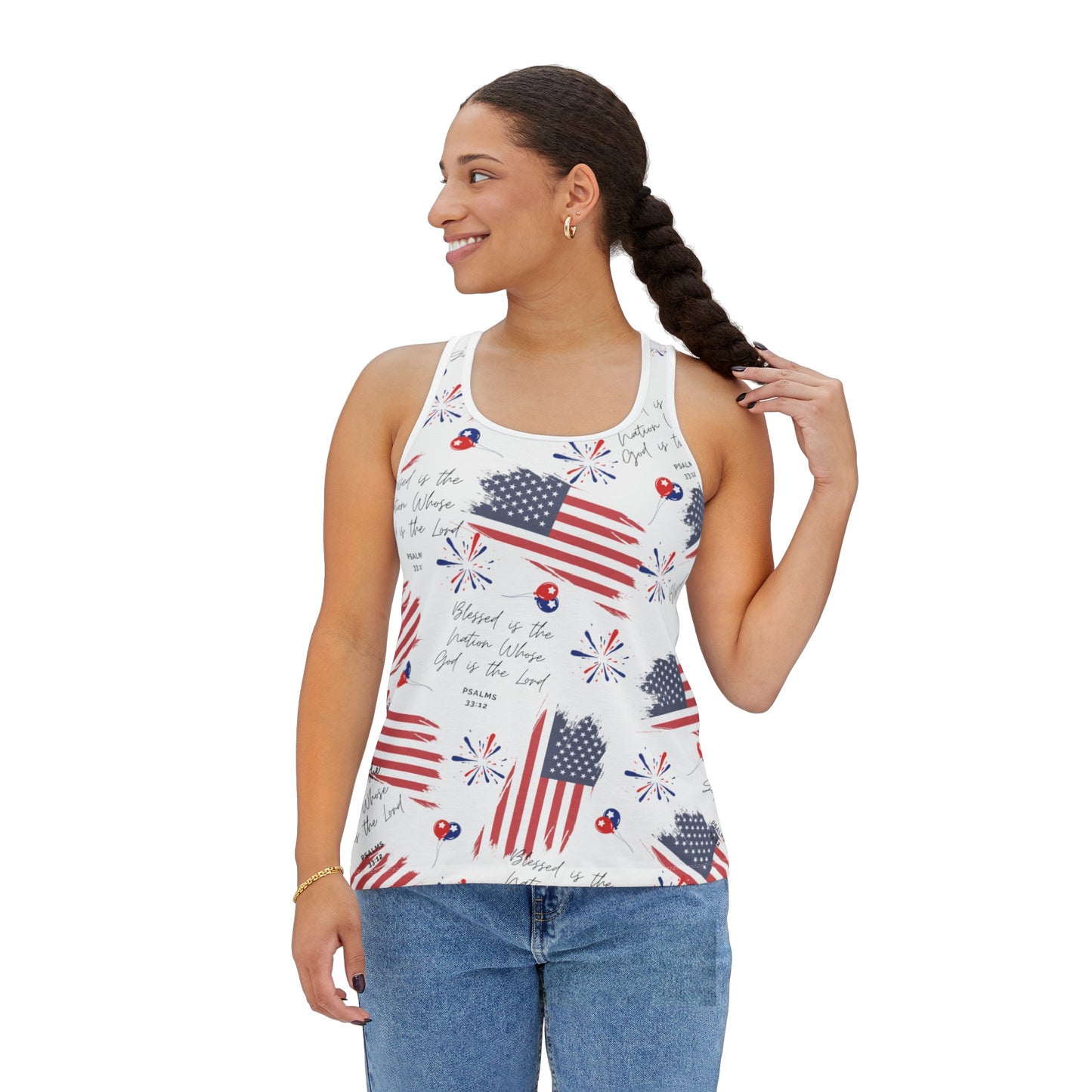 God and Country Womens Tank Top for Christian Women US Flag Tank Top with Blessed is the Nation Bible Verse Women Tank Top American Flag Tank Top