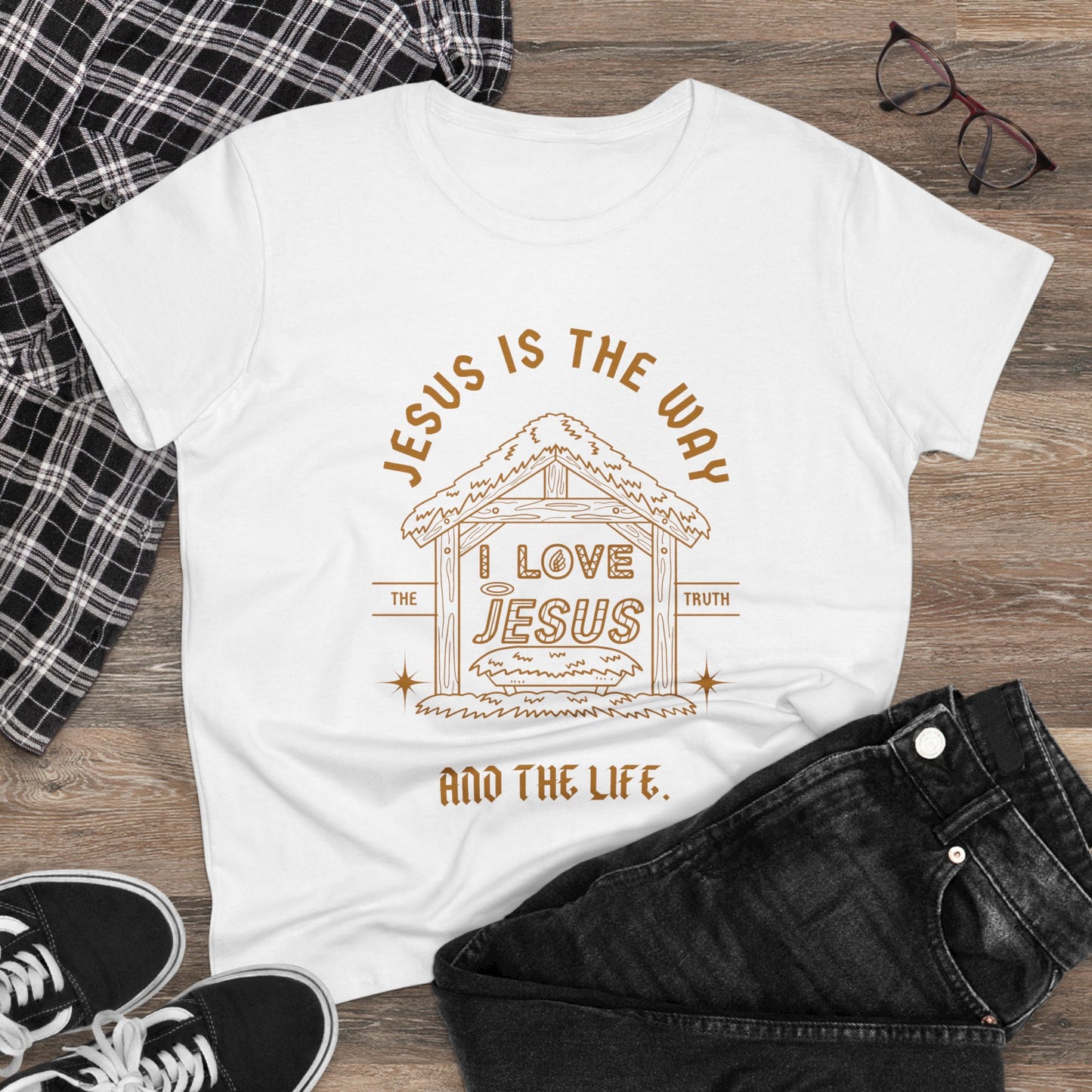 Jesus is the Way and Life Women's Midweight Cotton Tshirt