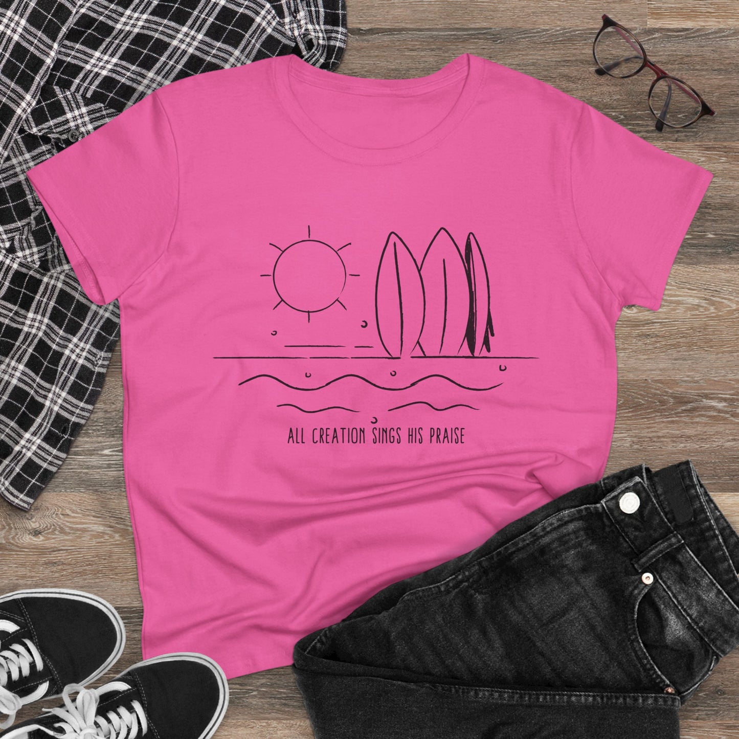 All Creation Sing His Praise Women's Midweight Cotton Tshirt