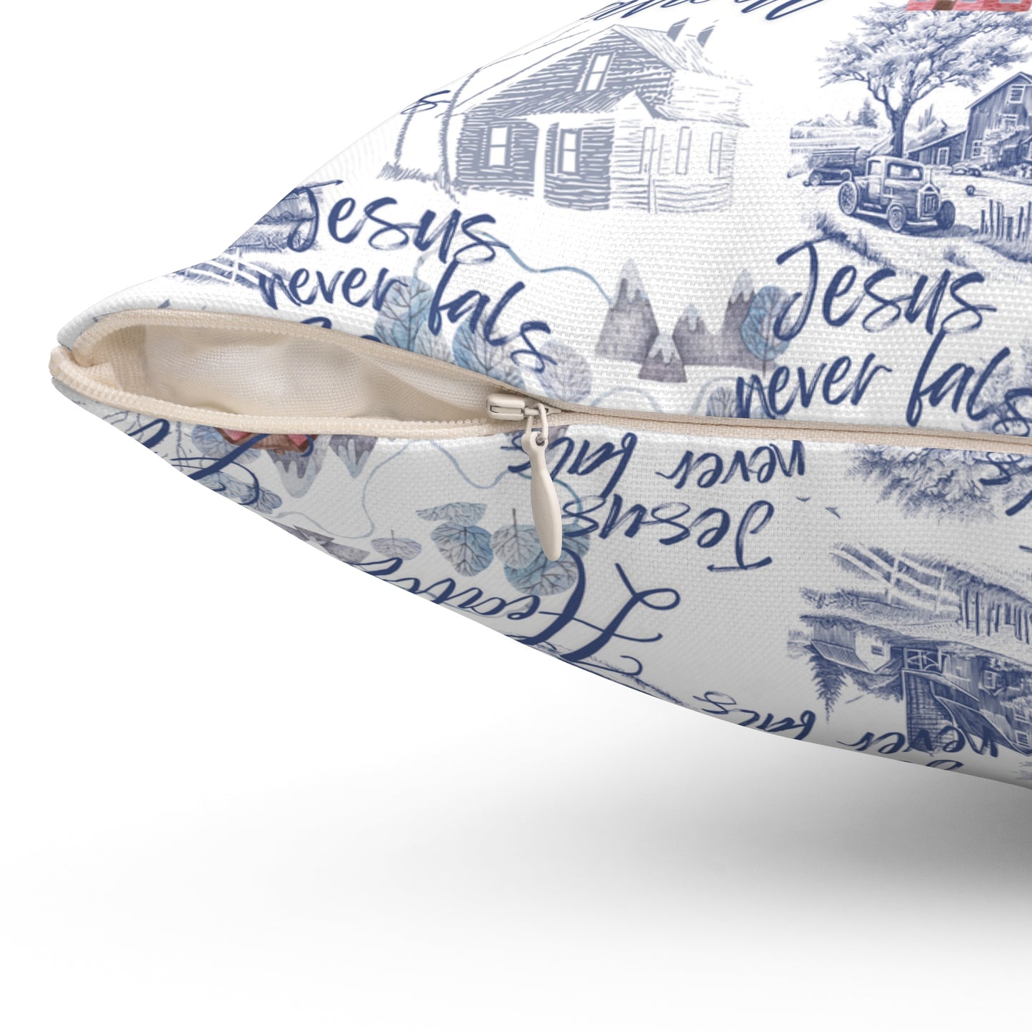 Jesus Never Fails Patterned Christian Inspirational Pillow