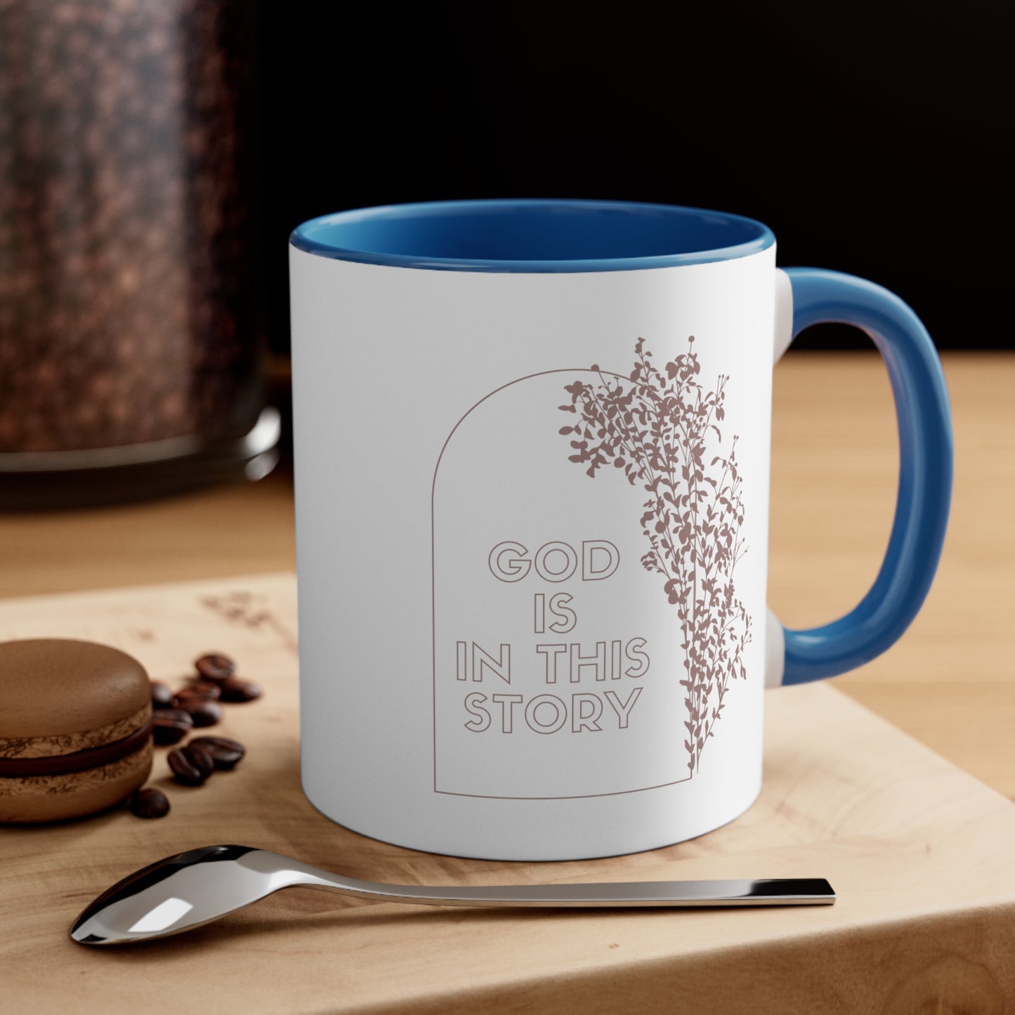 God is in the Story Christian Mug with Bible Verse Accent Coffee Mug, 11oz