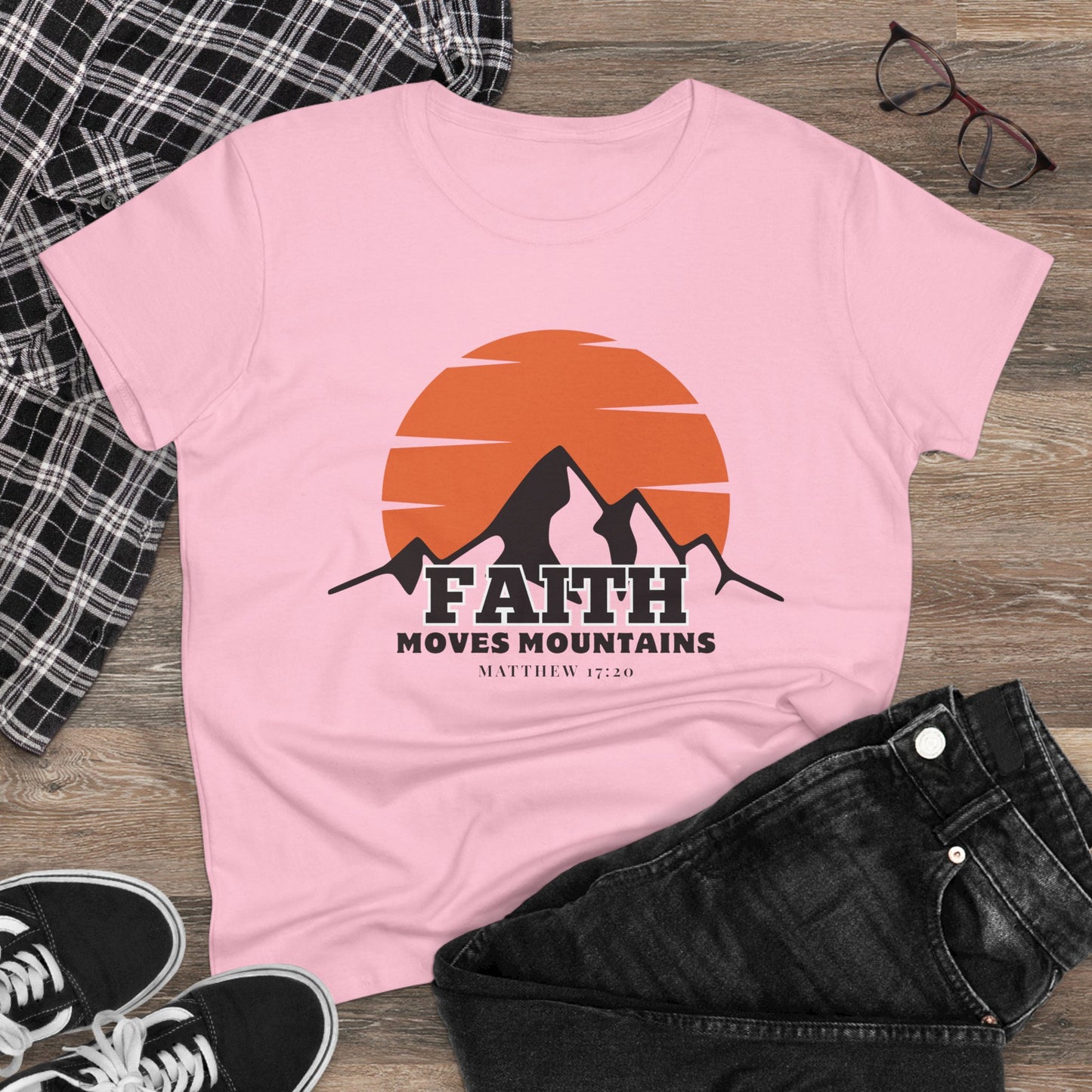 Faith Moves Mountains Mama Women's Midweight Cotton Tshirt
