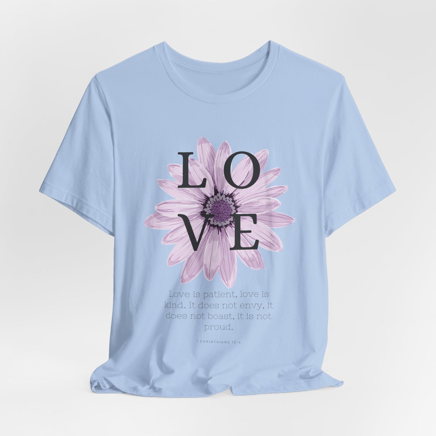 Love is Patient Scripture Wear Christian T-Shirt with Religious Graphics Ideal Religious Gift Ideas for Women