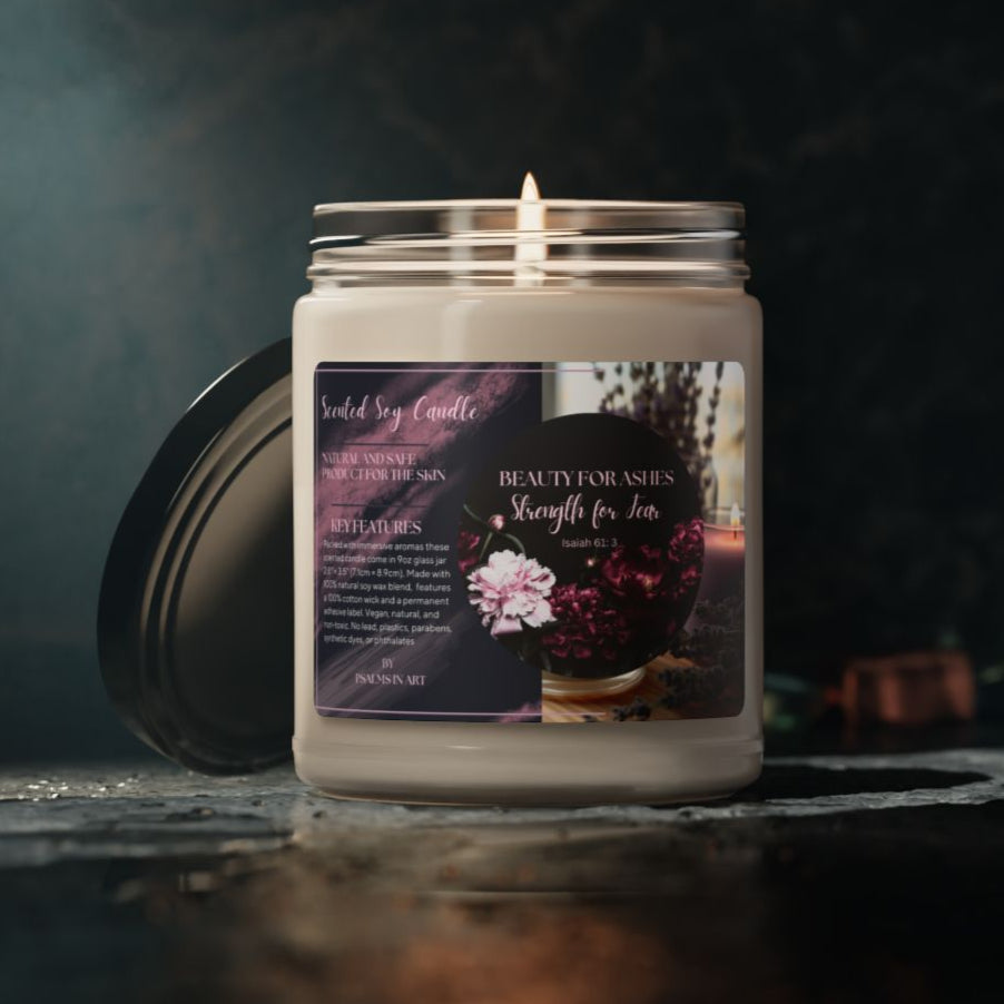 Beauty for Ashes Christian Scented Candle with Bible Verse Christian Candles with Scriptures Soy Christian Candle in 9oz Christian Candle Gift