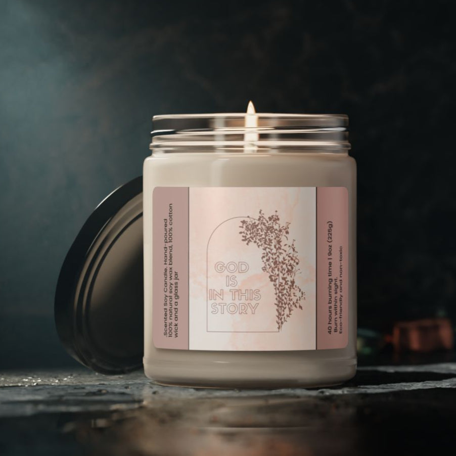 God is in the Story Candle Christian Inspirational Candle Gift with Love Message Scented for Home 9 oz Scented Soy Candles with Christian Message