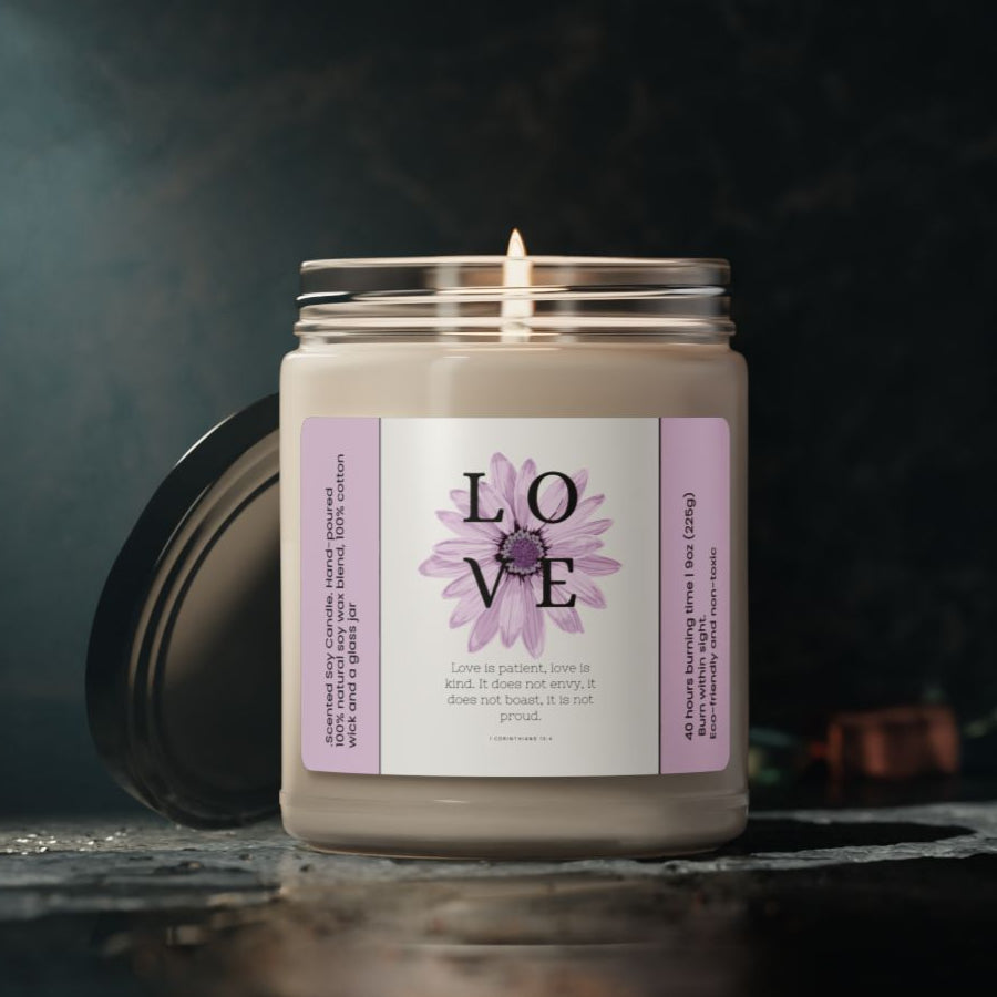 Love Is Special Candle Christian Bible Verse Candle with Inspirational Message Religious Spiritual Gifts for Women 9 oz Scented Soy Candles