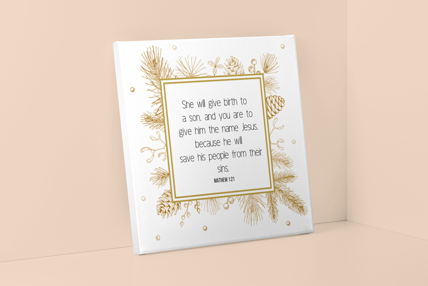 Jesus the Greatest Gift, Nativity Scripture on Canvas, Religious Holiday Decoration, Matte Stretched 1.25