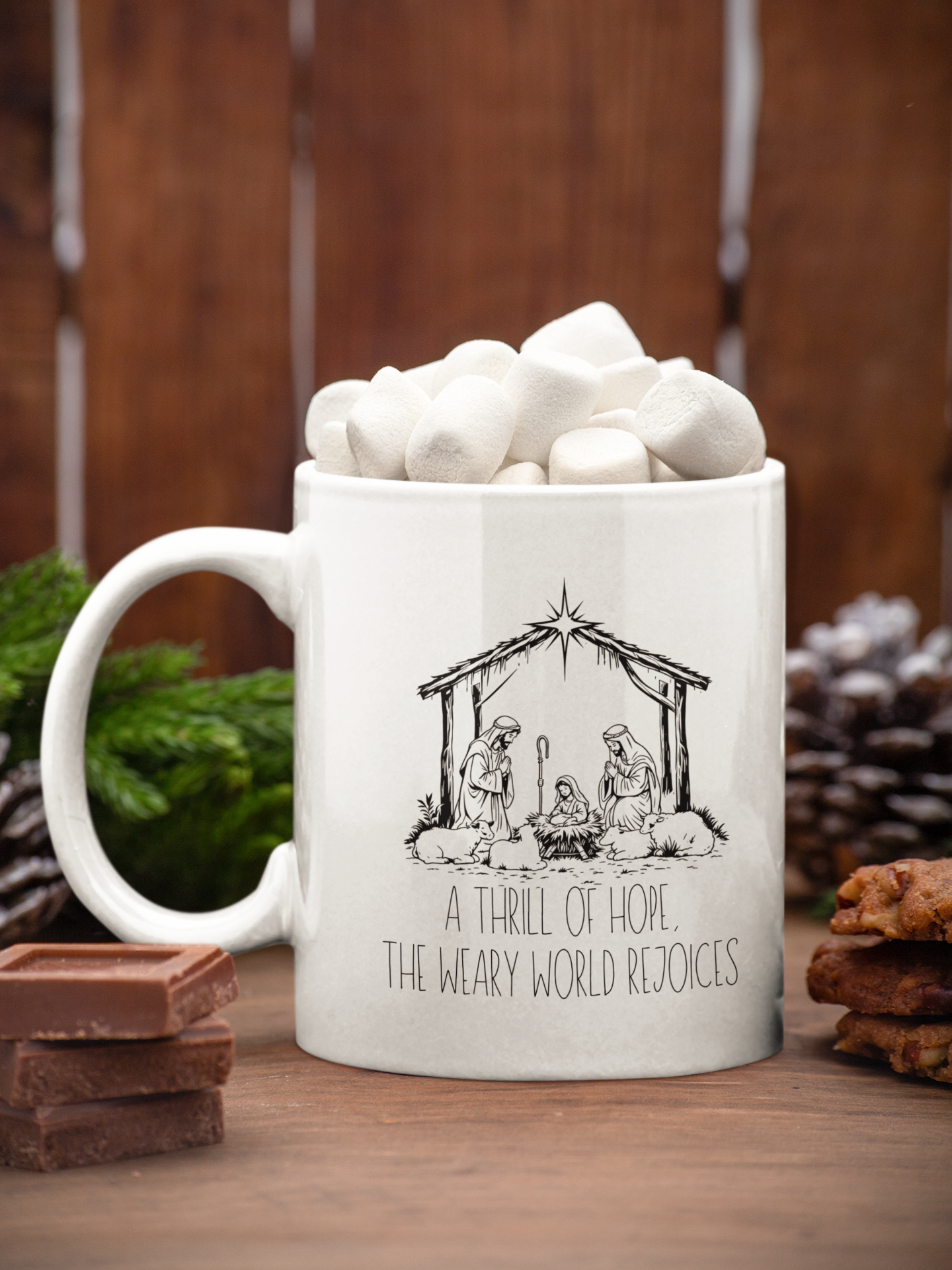 Christmas Christian Coffee Mug 11oz, A Thrill of Hope Nativity Mug, Religious Christmas Mug Gift, Nativity Mug, Christmas Mug Gift