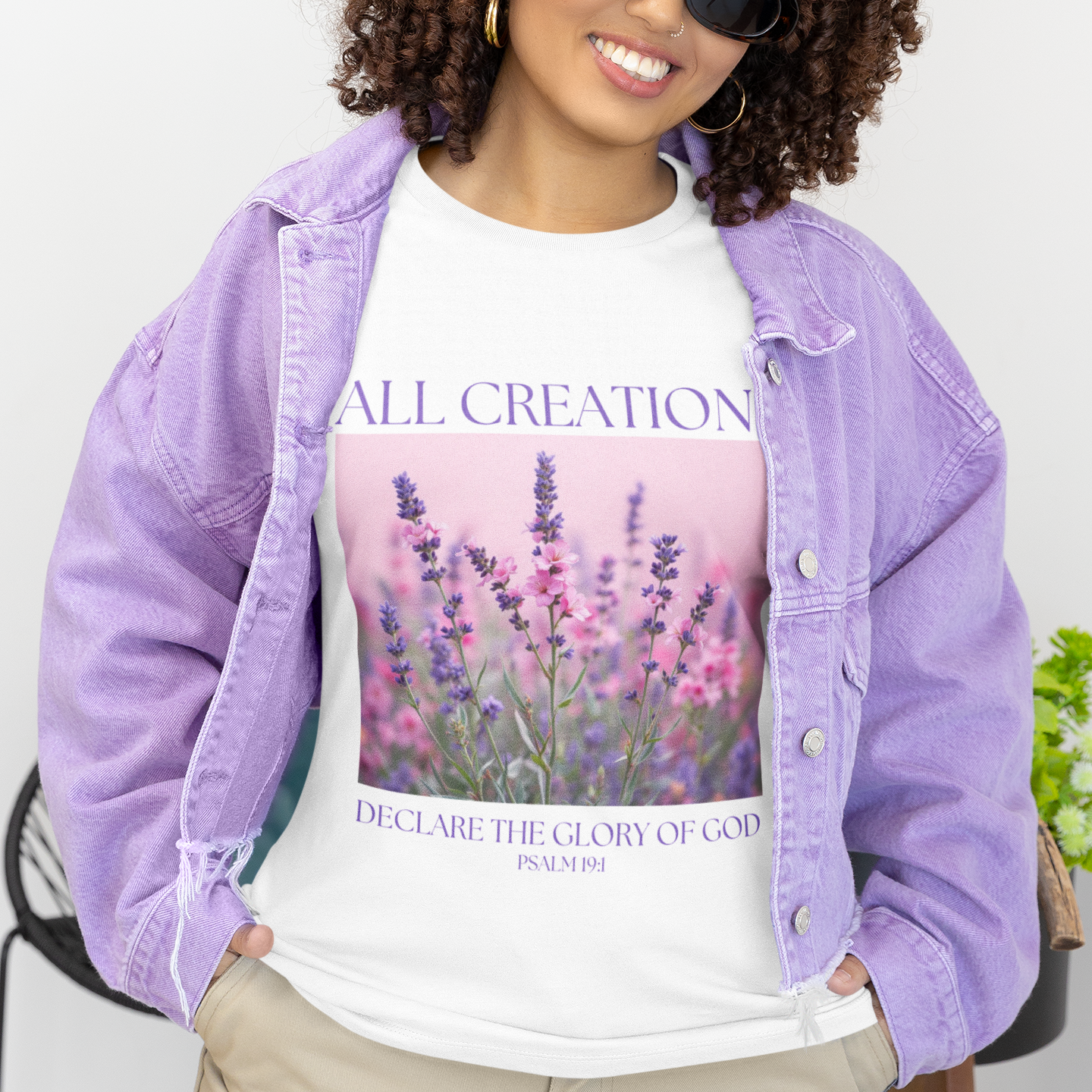 Christian Floral Tshirt, All Creation Declare, Christian Tee, Religious Shirt, Flower Graphic Tee, Religious Gift for Women, Scripture shirt