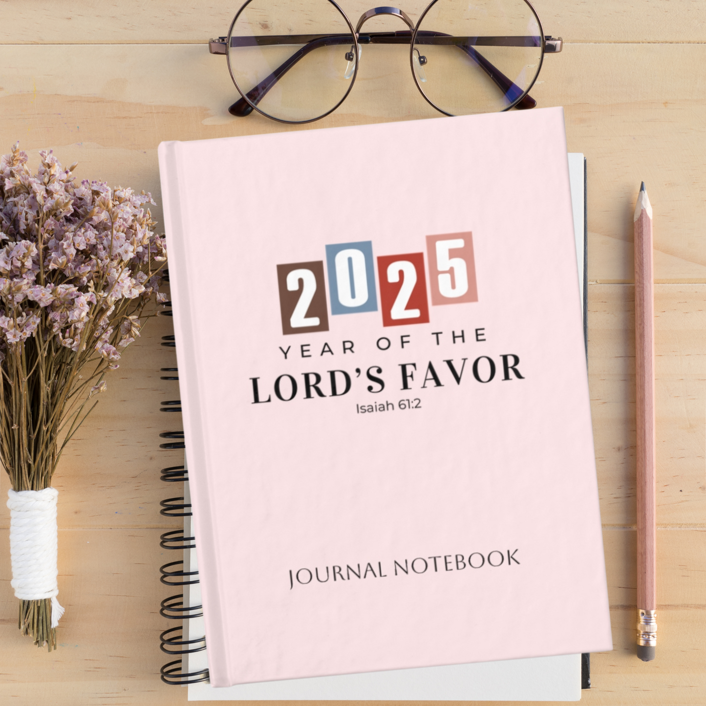Christian Journal, Year of the Lord's Favor 2025, Christian Lined Journal for Church Notebook, Bible Verse Journaling Book