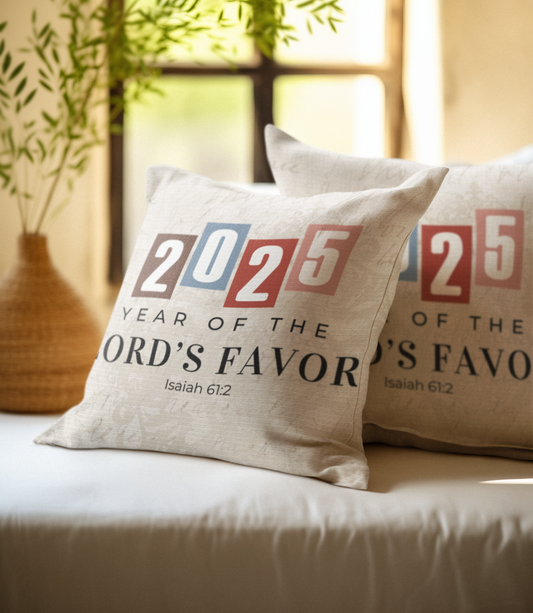 Christian Pillow, Year of the Lord 2025 - Religious Decorative Cushion, Spun Poly Throw Pillow, Faith Inspired Accent Pillow, Christian Home