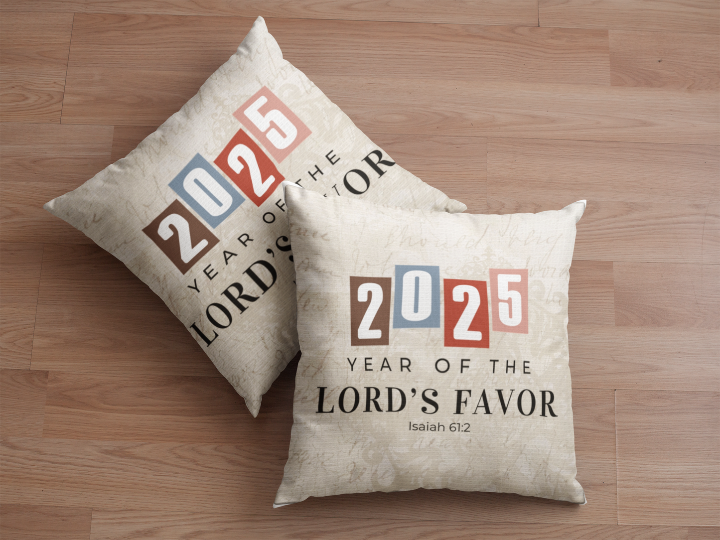 Christian Pillow, Year of the Lord 2025 - Religious Decorative Cushion, Spun Poly Throw Pillow, Faith Inspired Accent Pillow, Christian Home