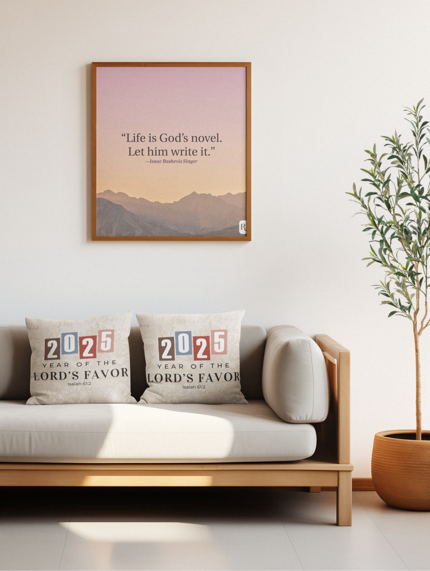 Christian Pillow, Year of the Lord 2025 - Religious Decorative Cushion, Spun Poly Throw Pillow, Faith Inspired Accent Pillow, Christian Home