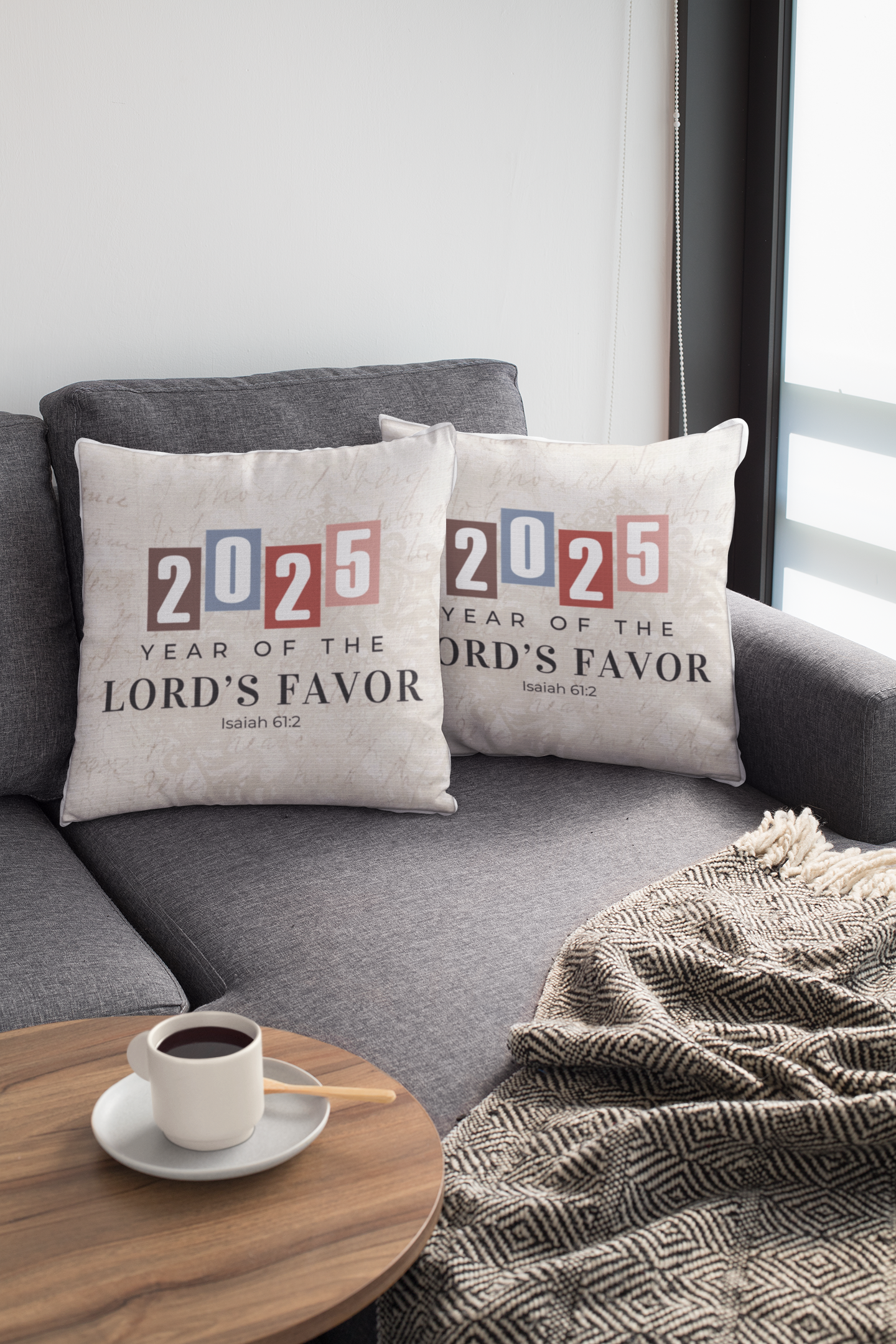 Christian Pillow, Year of the Lord 2025 - Religious Decorative Cushion, Spun Poly Throw Pillow, Faith Inspired Accent Pillow, Christian Home