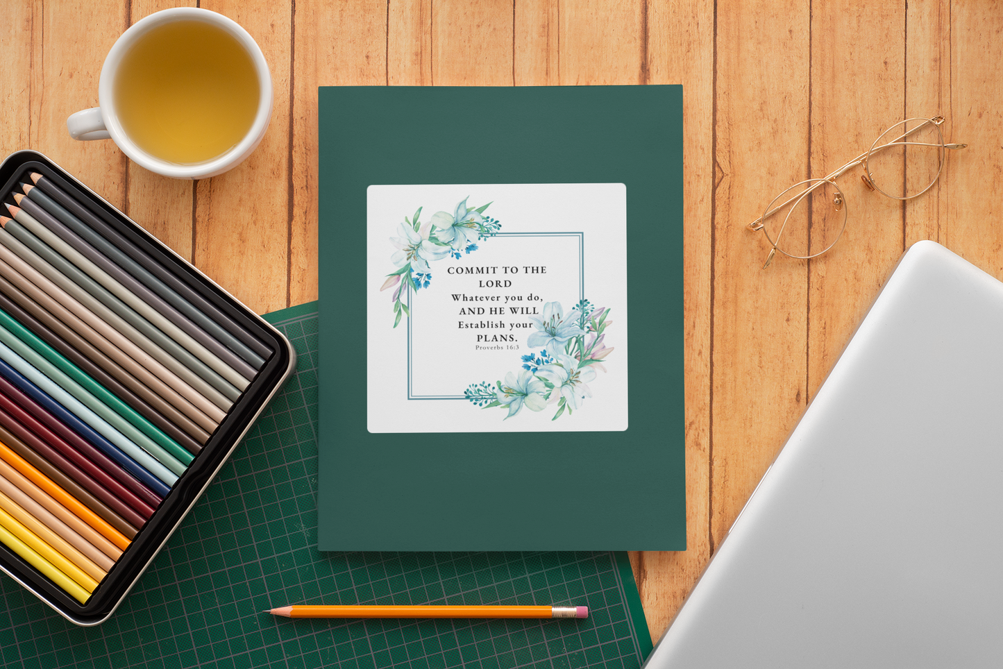 Christian Stickers, Commit Your Plans to the Lord, Proverbs 16:3 Sticker, Devotional Journal Sticker, Christian Vinyl Sticker