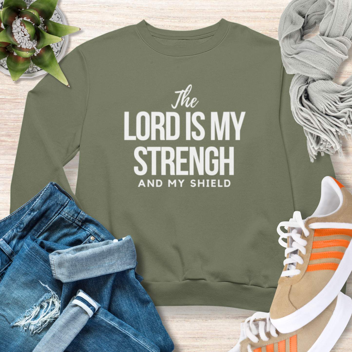 The Lord is My Strength and My Shield Christian Sweatshirt