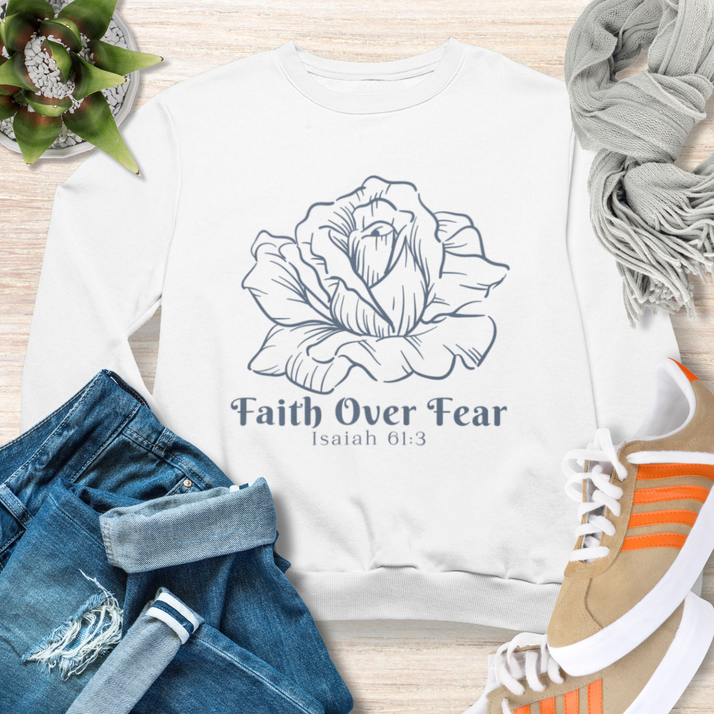 Faith Over Fear Minimalist Christian Sweatshirt