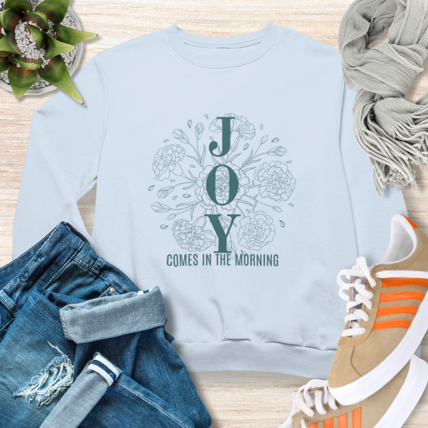 Joy Comes In The Morning Minimalist Christian Sweatshirt