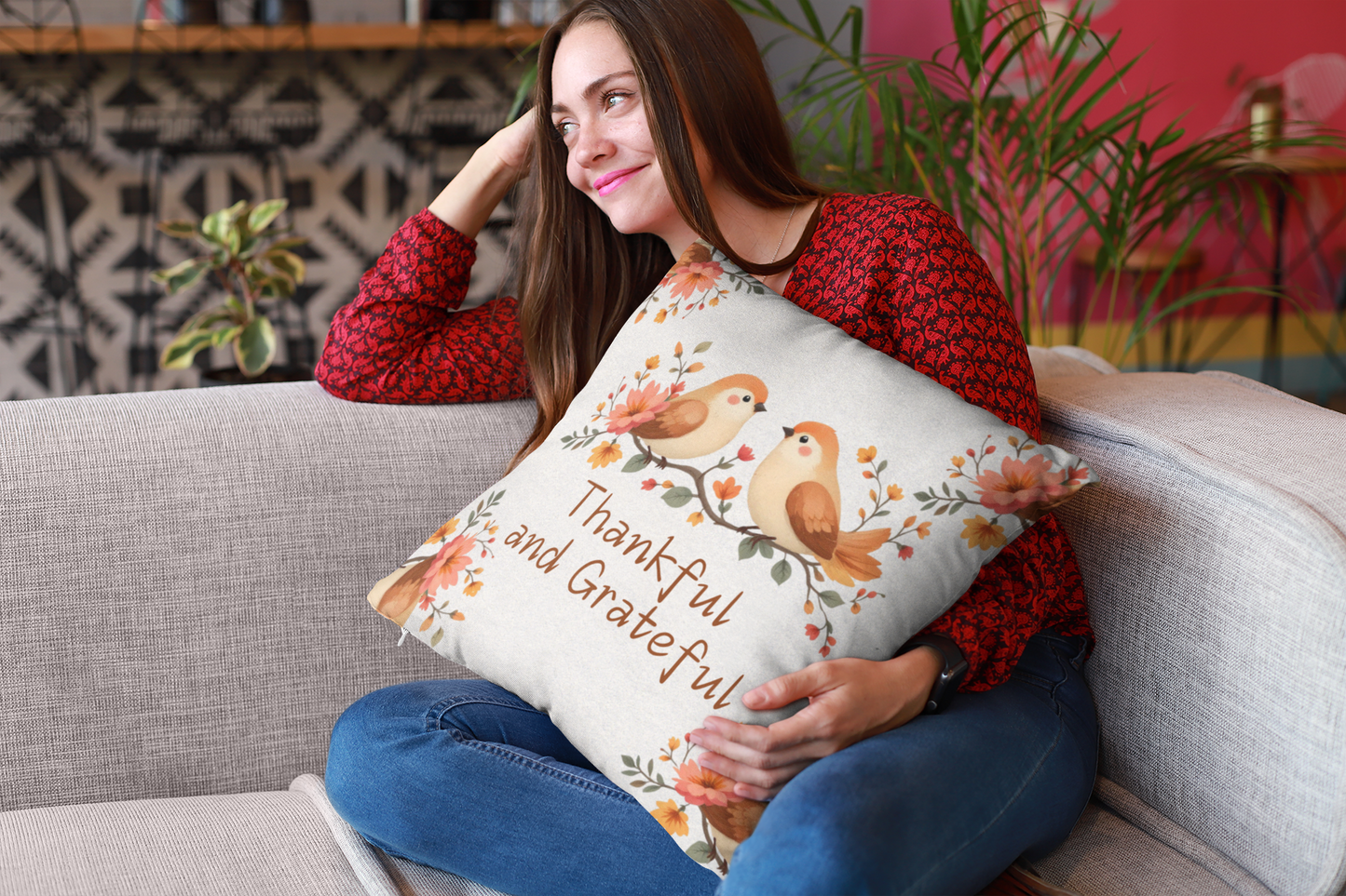 Thankful for His Grace Christian Pillow