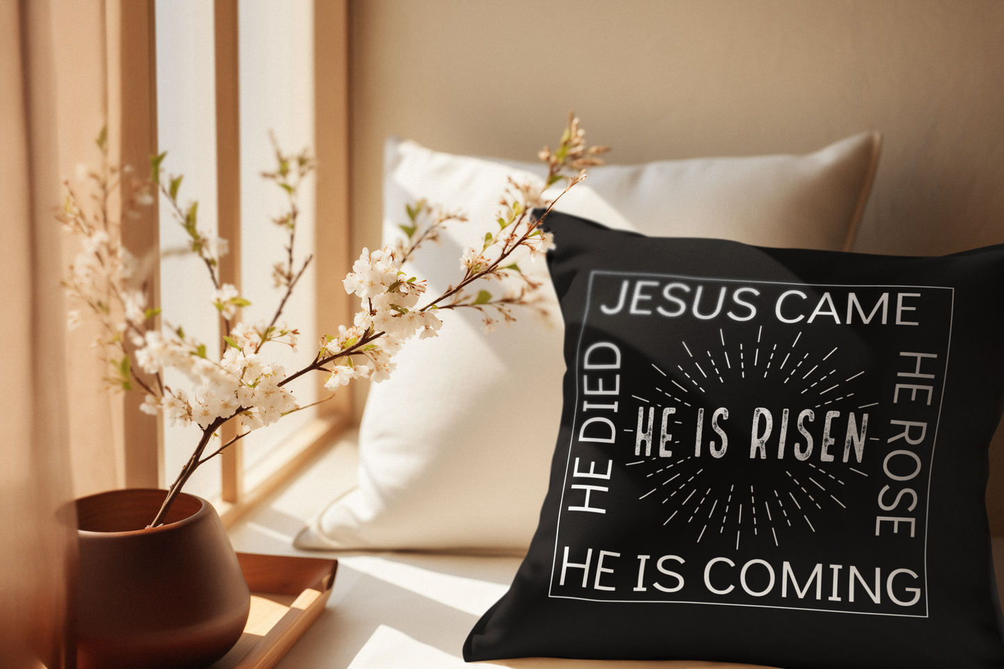Jesus Came, He Died, He Rose, He is Risen Christian Throw Pillow