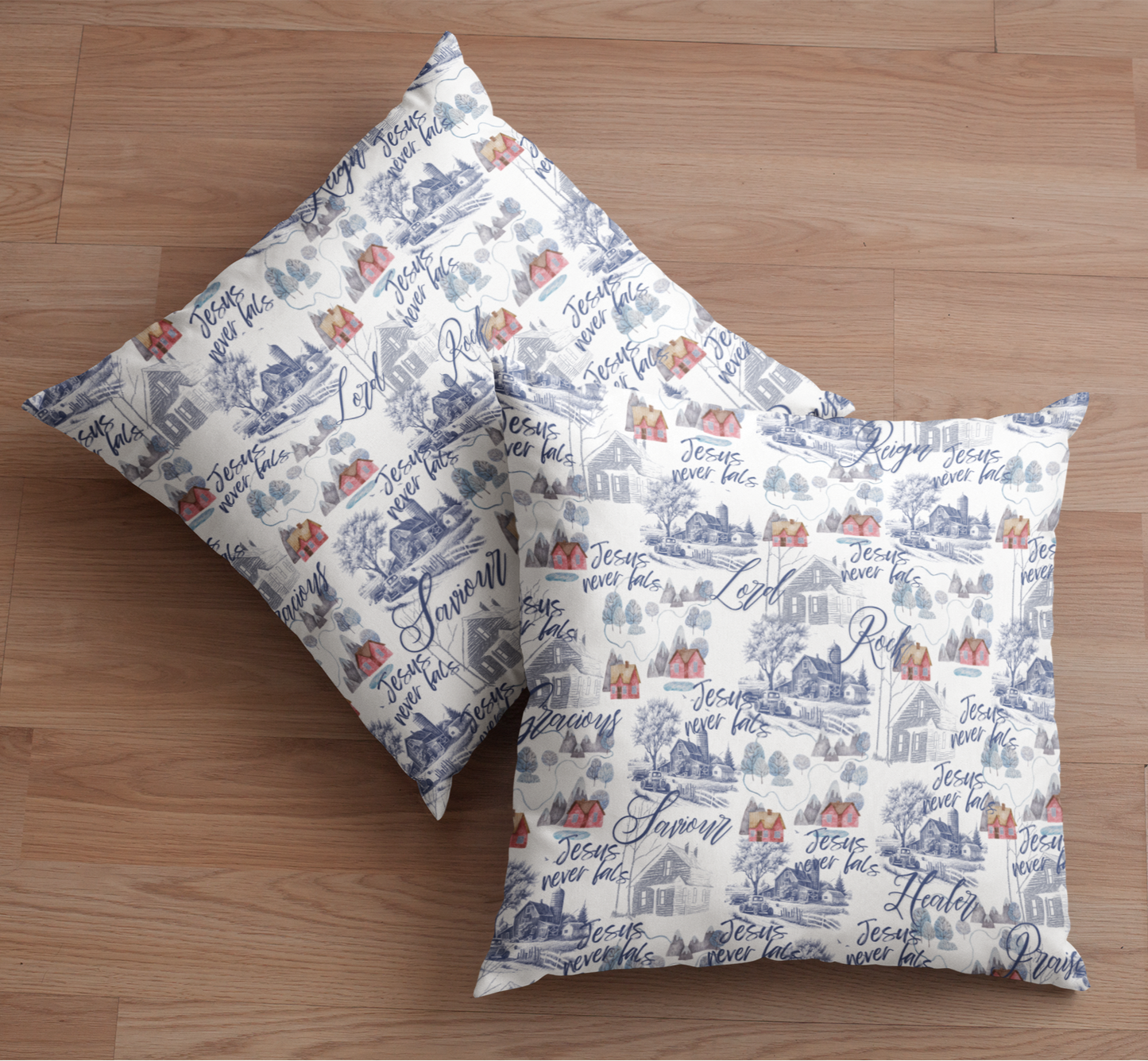Jesus Never Fails Patterned Christian Inspirational Pillow