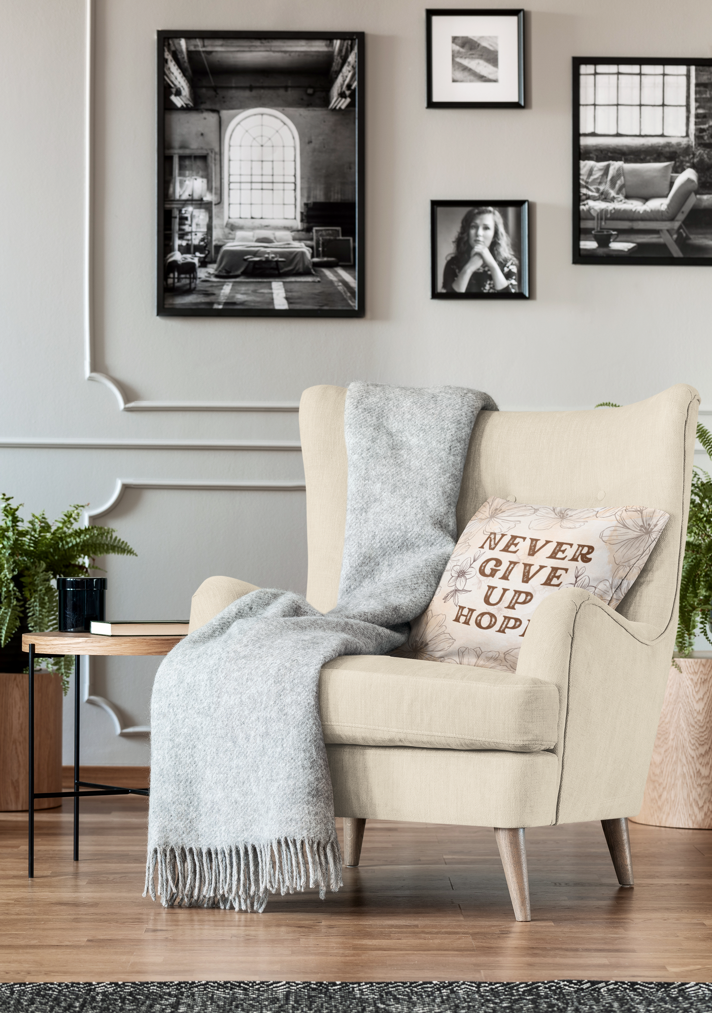 Never Give Up Hope Christian Decorative Home Decor Pillow