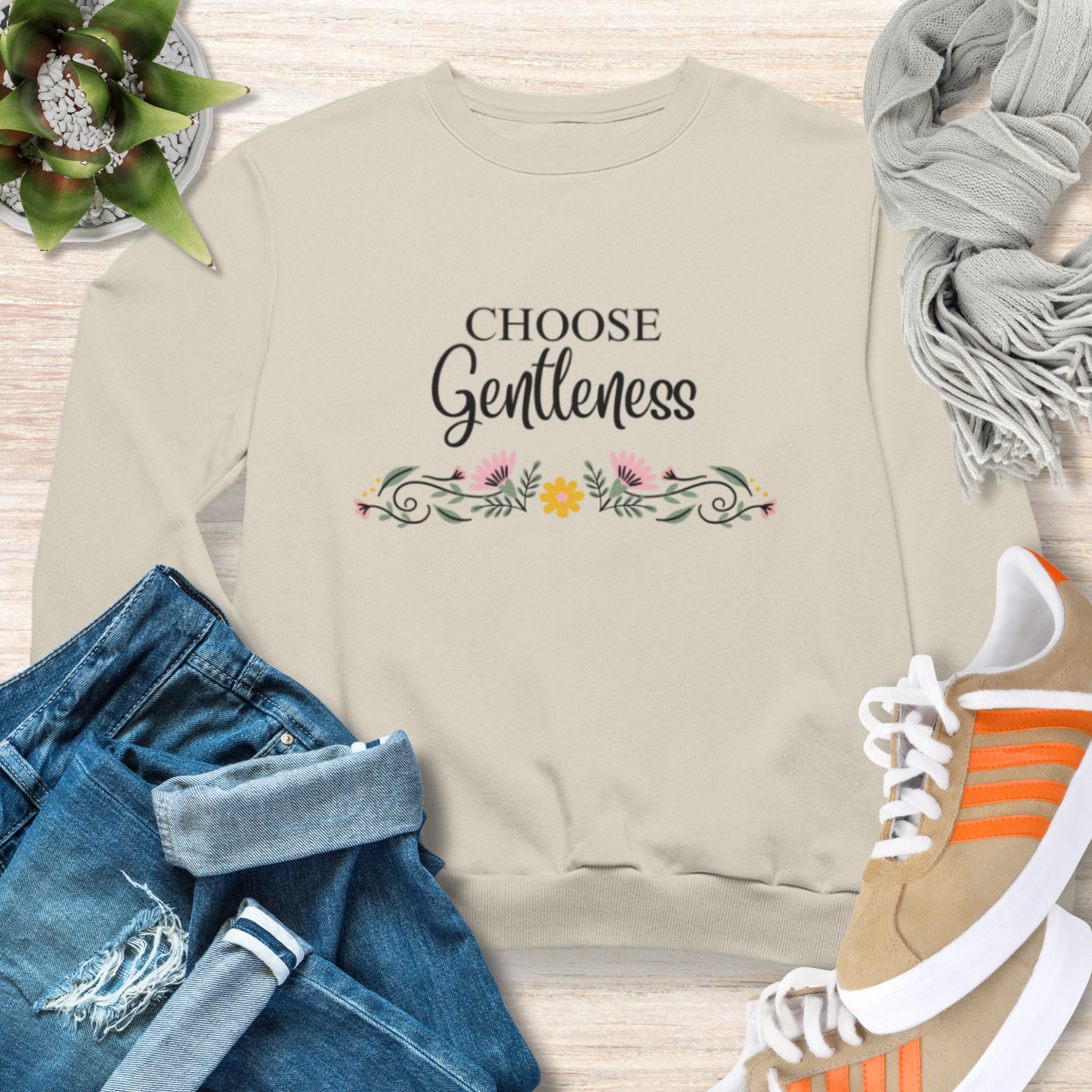 Choose Gentleness Christian Sweatshirt Cozy Christian Sweatshirt Inspirational Women Sweatshirt