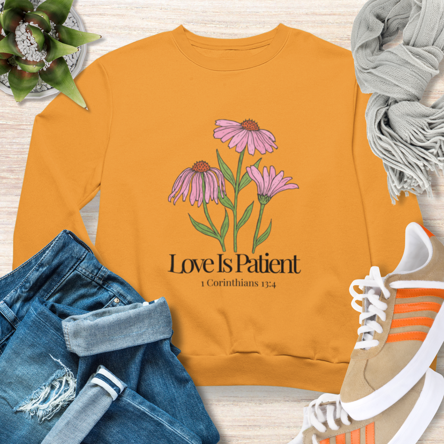 Love is Patient Christian Sweatshirt Inspirational Women Sweatshirt