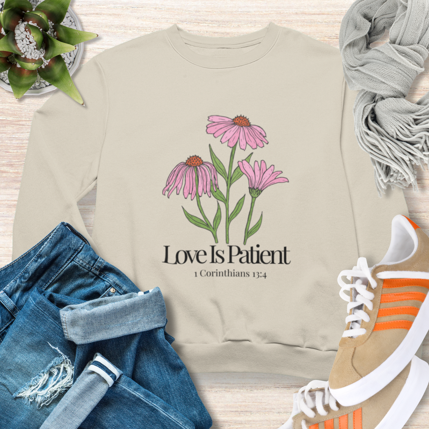 Love is Patient Christian Sweatshirt Inspirational Women Sweatshirt